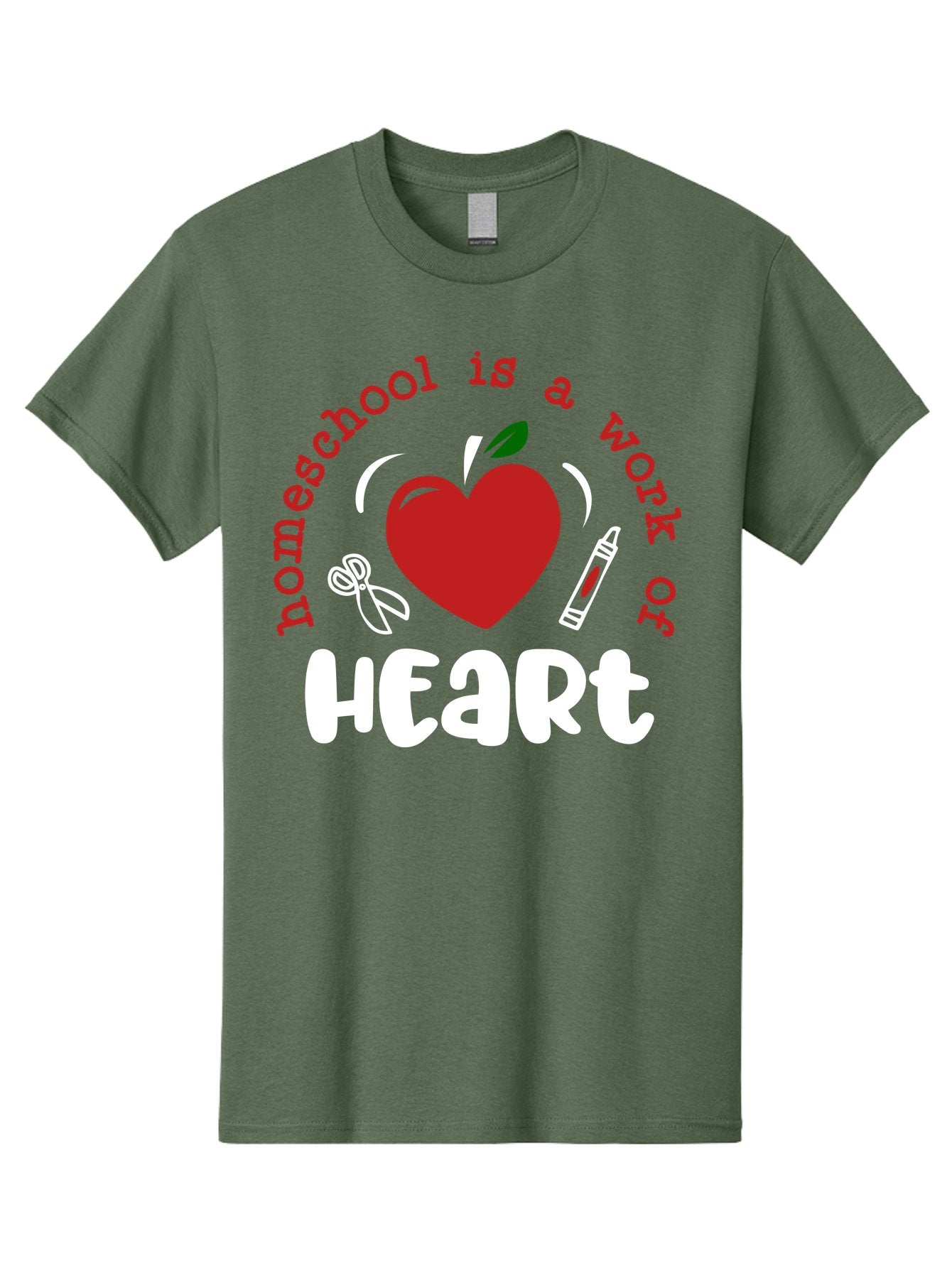 Homeschool-Is-A-Work-Of-Heart-1 Men'S Graphic Tee, 100% Cotton, Comfortable Casual Summer Wear, Machine Washable, Homeschooling, Heart-Shaped Apple, Educational Graphics, School Supplies, Red Crayon, Inspirational Quote, Home Education, Aab346 14