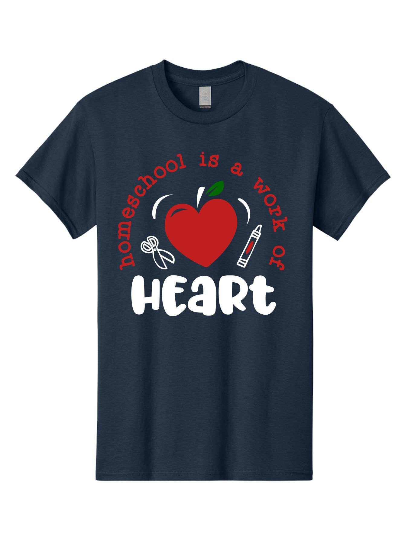 Homeschool-Is-A-Work-Of-Heart-1 Men'S Graphic Tee, 100% Cotton, Comfortable Casual Summer Wear, Machine Washable, Homeschooling, Heart-Shaped Apple, Educational Graphics, School Supplies, Red Crayon, Inspirational Quote, Home Education, Aab346 10
