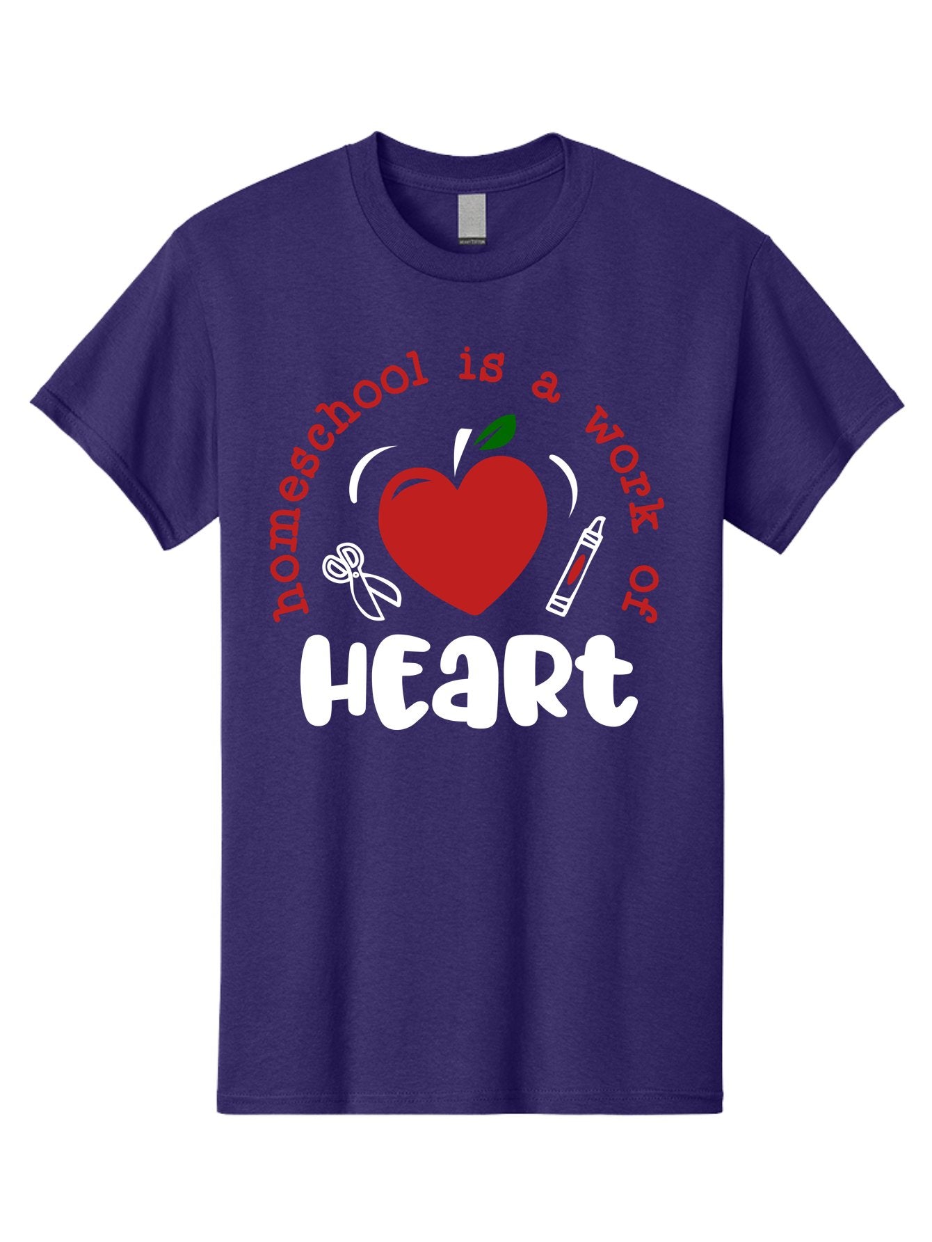 Homeschool-Is-A-Work-Of-Heart-1 Men'S Graphic Tee, 100% Cotton, Comfortable Casual Summer Wear, Machine Washable, Homeschooling, Heart-Shaped Apple, Educational Graphics, School Supplies, Red Crayon, Inspirational Quote, Home Education, Aab346 12