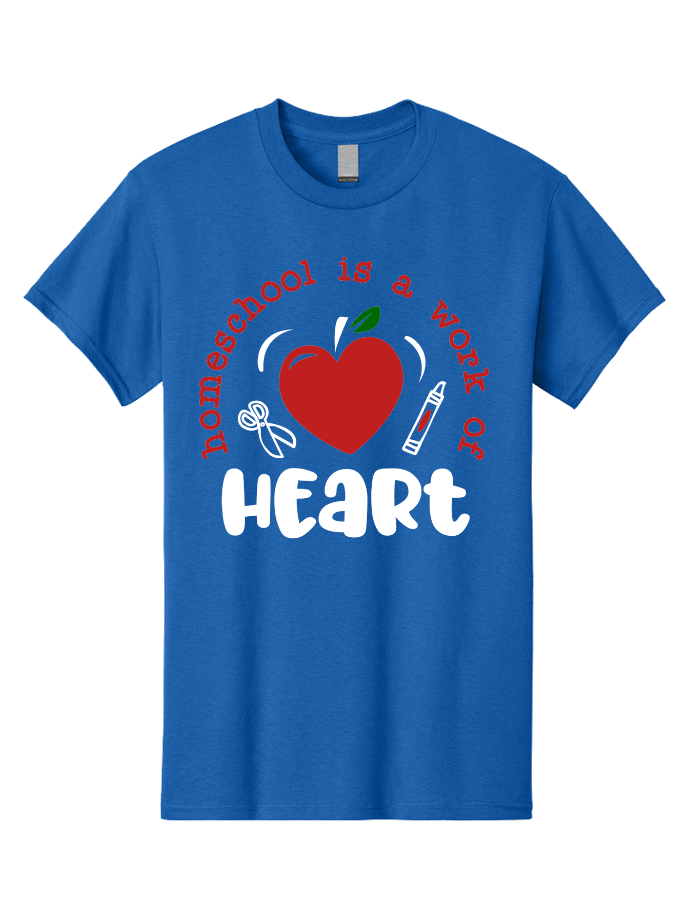 Homeschool-Is-A-Work-Of-Heart-1 Men'S Graphic Tee, 100% Cotton, Comfortable Casual Summer Wear, Machine Washable, Homeschooling, Heart-Shaped Apple, Educational Graphics, School Supplies, Red Crayon, Inspirational Quote, Home Education, Aab346 21