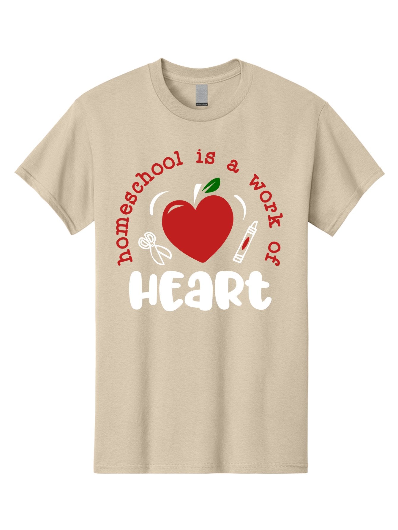 Homeschool-Is-A-Work-Of-Heart-1 Men'S Graphic Tee, 100% Cotton, Comfortable Casual Summer Wear, Machine Washable, Homeschooling, Heart-Shaped Apple, Educational Graphics, School Supplies, Red Crayon, Inspirational Quote, Home Education, Aab346 15