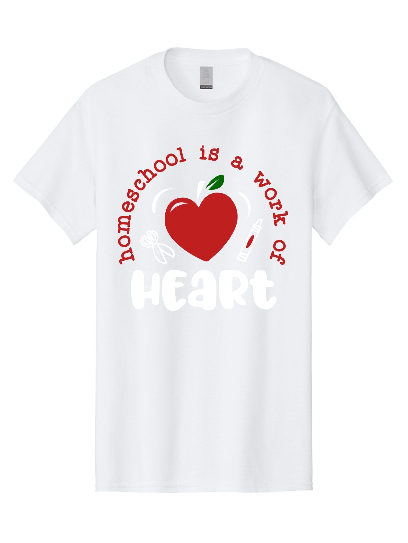 Homeschool-Is-A-Work-Of-Heart-1 Men'S Graphic Tee, 100% Cotton, Comfortable Casual Summer Wear, Machine Washable, Homeschooling, Heart-Shaped Apple, Educational Graphics, School Supplies, Red Crayon, Inspirational Quote, Home Education, Aab346 5