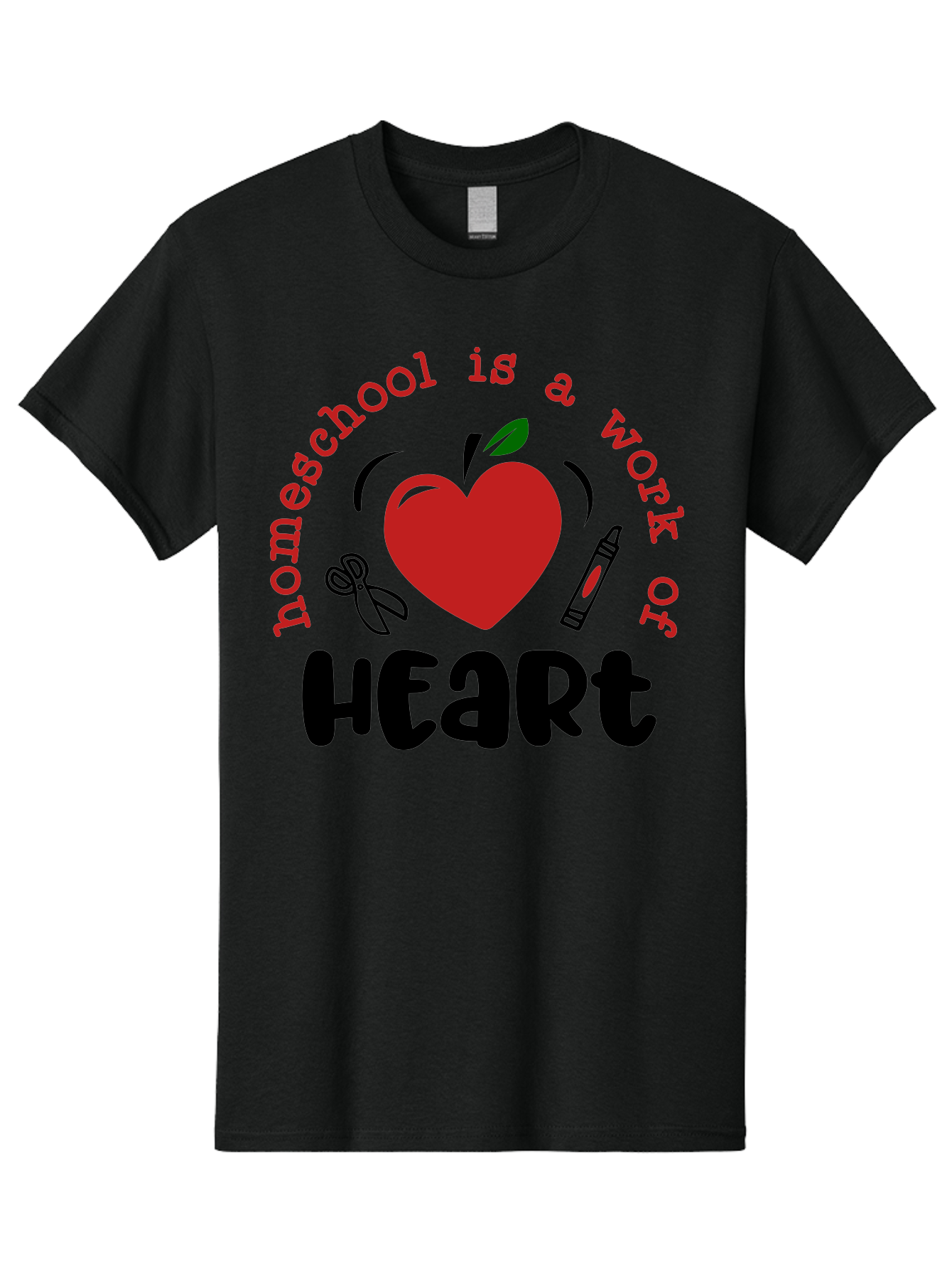 Homeschool-Is-A-Work-Of-Heart-2 Men'S Graphic Tee, 100% Cotton, Comfortable Casual Summer Wear, Machine Washable, Homeschooling, Heartwork, Education, Love, Apple, Crayon, Learning, Teaching, Homeschool Life, Art, Heart, Personalized Learning Aab347 21