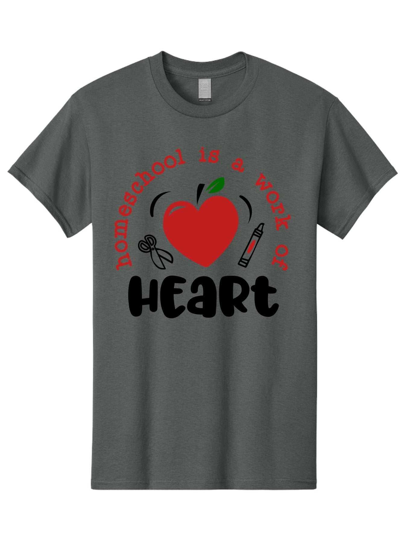 Homeschool-Is-A-Work-Of-Heart-2 Men'S Graphic Tee, 100% Cotton, Comfortable Casual Summer Wear, Machine Washable, Homeschooling, Heartwork, Education, Love, Apple, Crayon, Learning, Teaching, Homeschool Life, Art, Heart, Personalized Learning Aab347 13