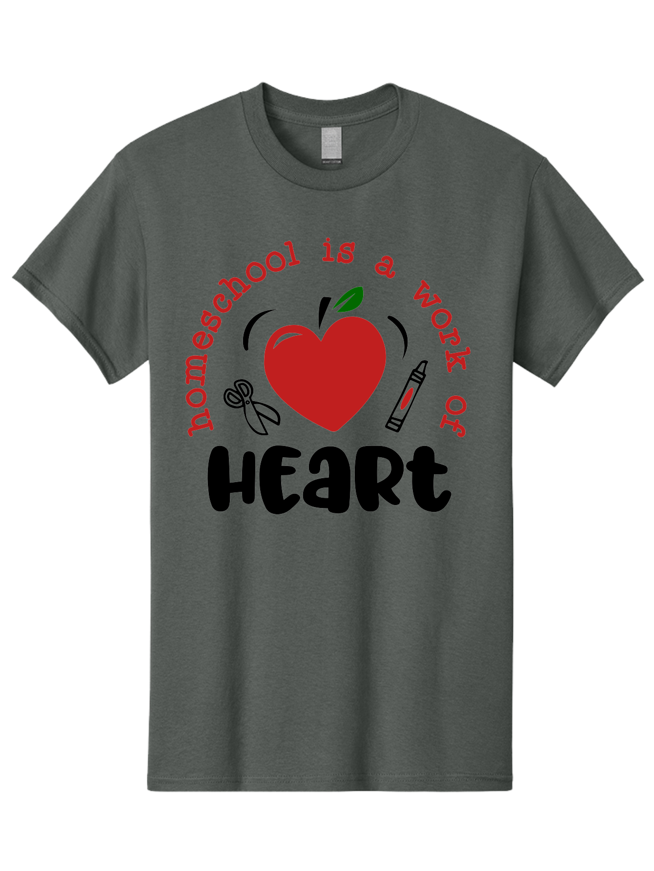 Homeschool-Is-A-Work-Of-Heart-2 Men'S Graphic Tee, 100% Cotton, Comfortable Casual Summer Wear, Machine Washable, Homeschooling, Heartwork, Education, Love, Apple, Crayon, Learning, Teaching, Homeschool Life, Art, Heart, Personalized Learning Aab347 29