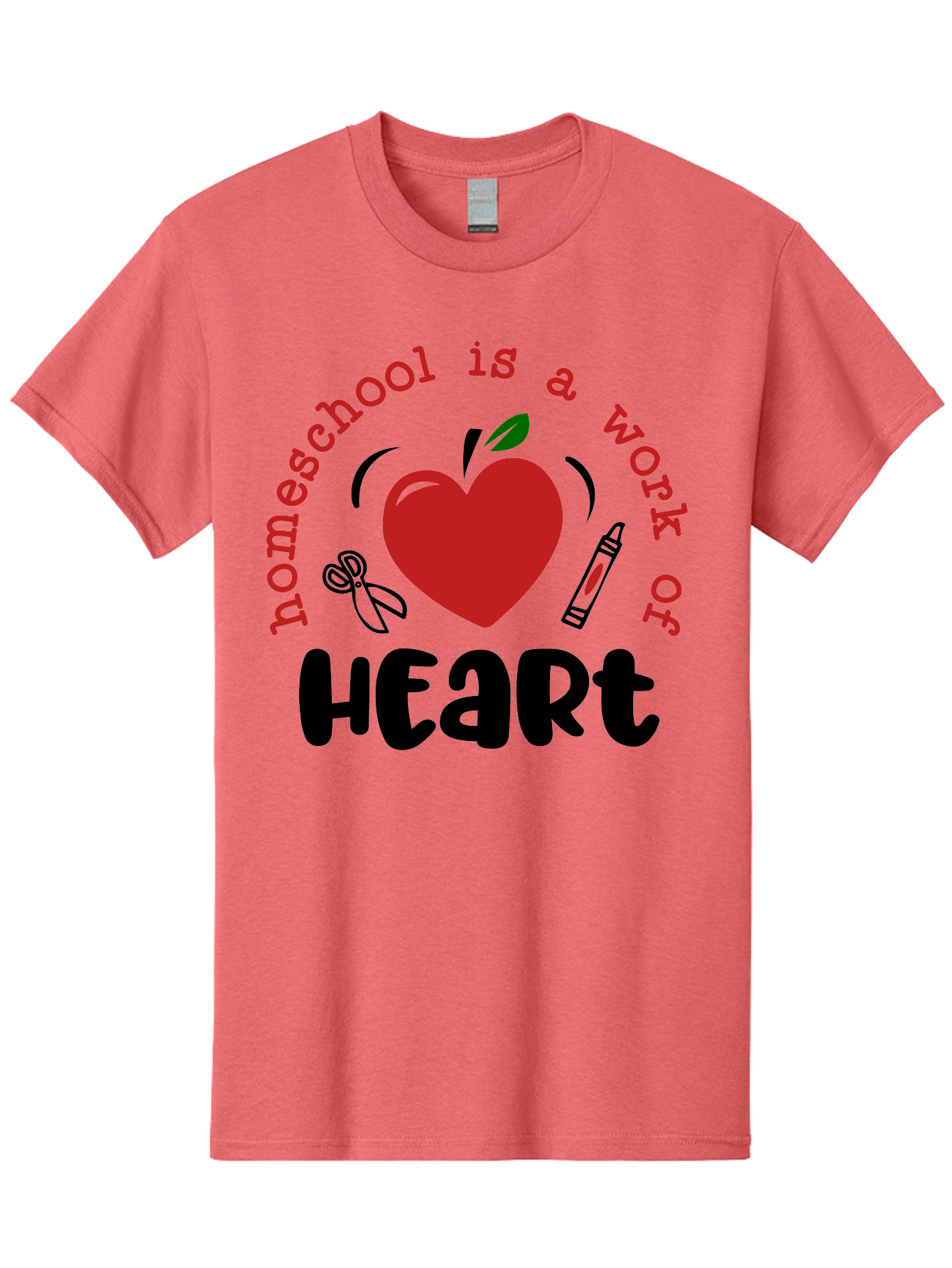 Homeschool-Is-A-Work-Of-Heart-2 Men'S Graphic Tee, 100% Cotton, Comfortable Casual Summer Wear, Machine Washable, Homeschooling, Heartwork, Education, Love, Apple, Crayon, Learning, Teaching, Homeschool Life, Art, Heart, Personalized Learning Aab347 23