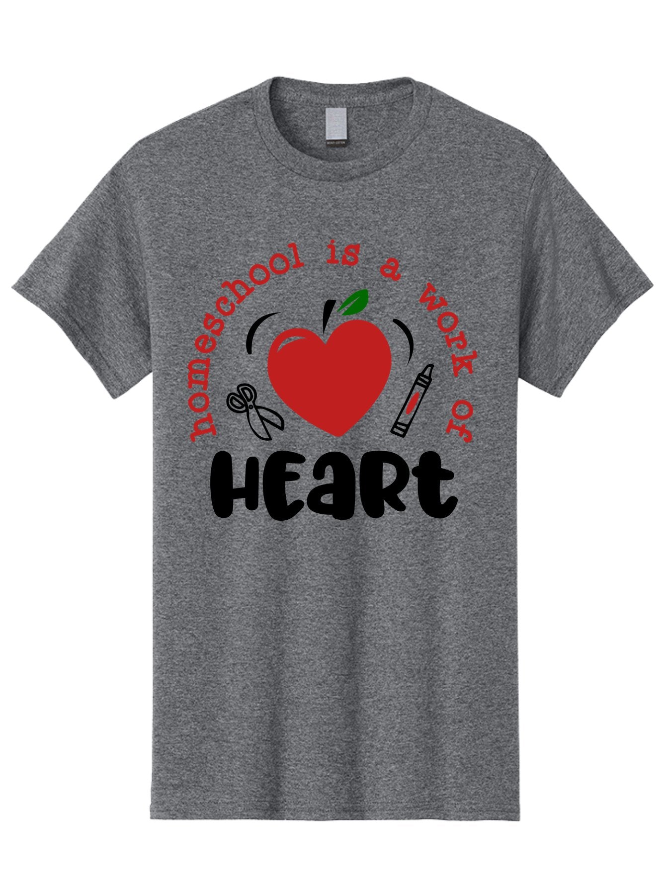 Homeschool-Is-A-Work-Of-Heart-2 Men'S Graphic Tee, 100% Cotton, Comfortable Casual Summer Wear, Machine Washable, Homeschooling, Heartwork, Education, Love, Apple, Crayon, Learning, Teaching, Homeschool Life, Art, Heart, Personalized Learning Aab347 6