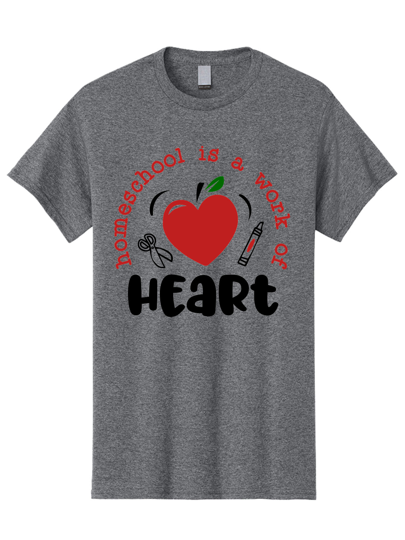 Homeschool-Is-A-Work-Of-Heart-2 Men'S Graphic Tee, 100% Cotton, Comfortable Casual Summer Wear, Machine Washable, Homeschooling, Heartwork, Education, Love, Apple, Crayon, Learning, Teaching, Homeschool Life, Art, Heart, Personalized Learning Aab347 13