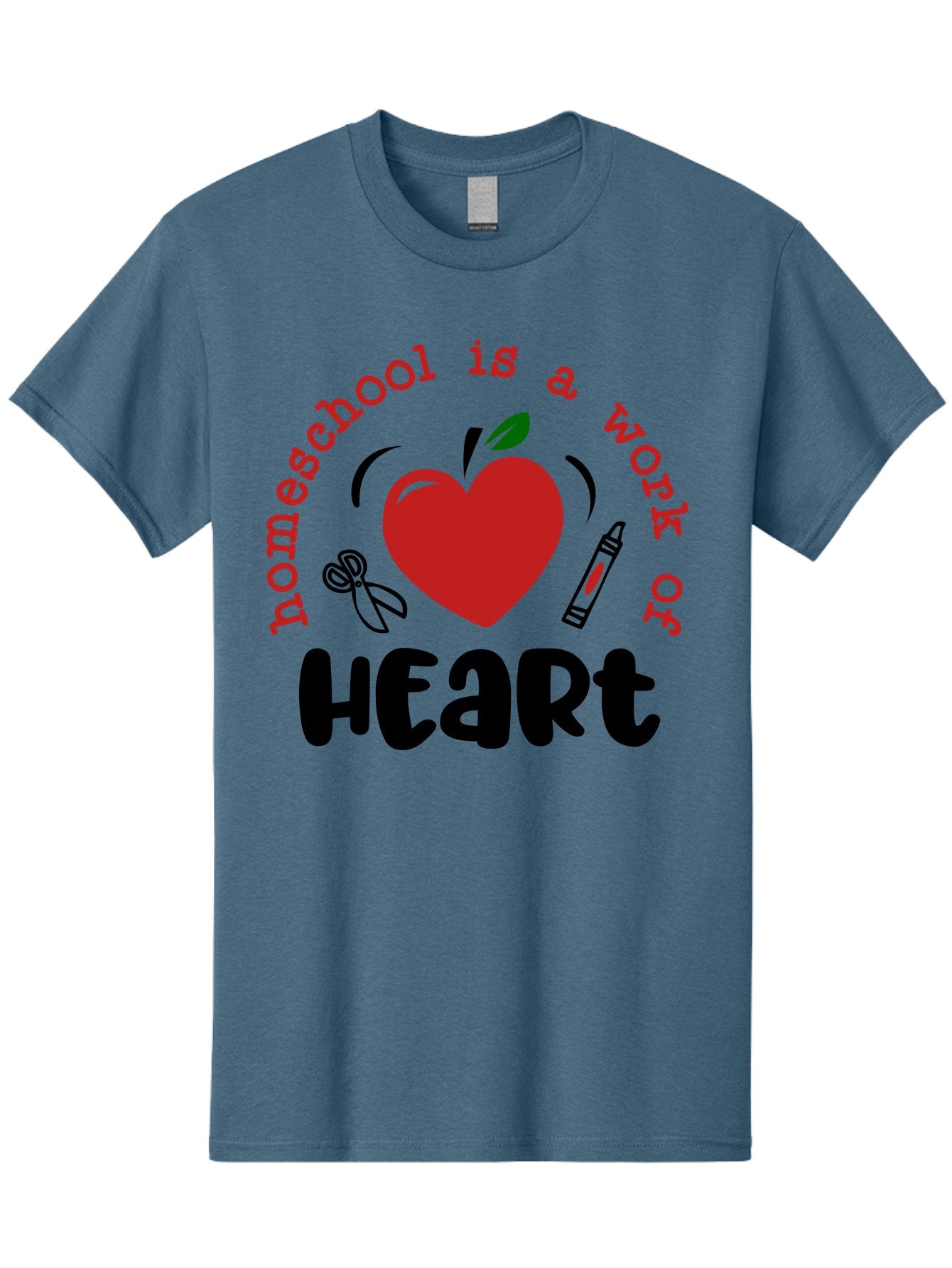 Homeschool-Is-A-Work-Of-Heart-2 Men'S Graphic Tee, 100% Cotton, Comfortable Casual Summer Wear, Machine Washable, Homeschooling, Heartwork, Education, Love, Apple, Crayon, Learning, Teaching, Homeschool Life, Art, Heart, Personalized Learning Aab347 14