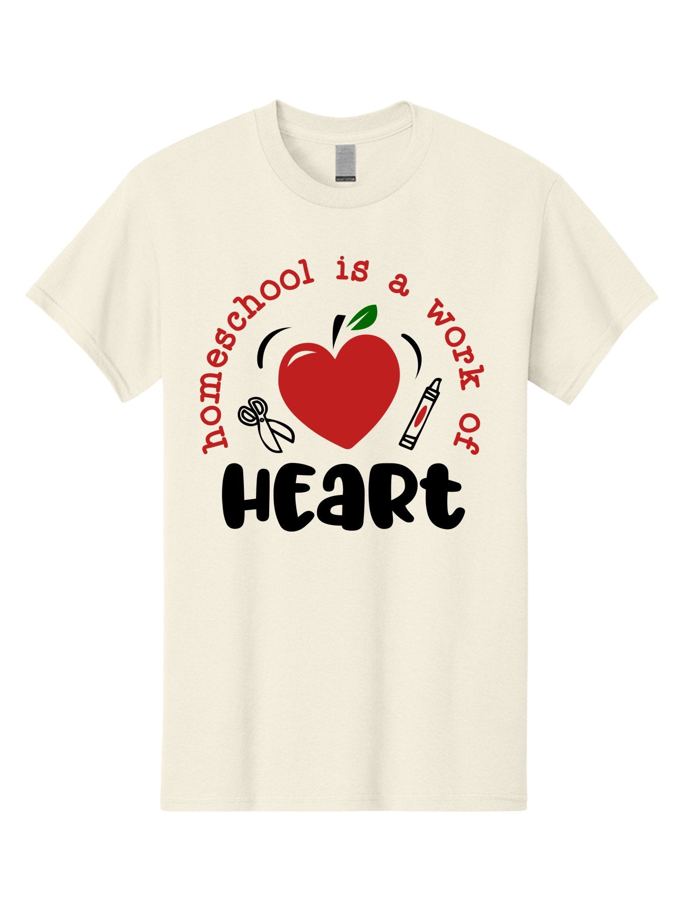 Homeschool-Is-A-Work-Of-Heart-2 Men'S Graphic Tee, 100% Cotton, Comfortable Casual Summer Wear, Machine Washable, Homeschooling, Heartwork, Education, Love, Apple, Crayon, Learning, Teaching, Homeschool Life, Art, Heart, Personalized Learning Aab347 12