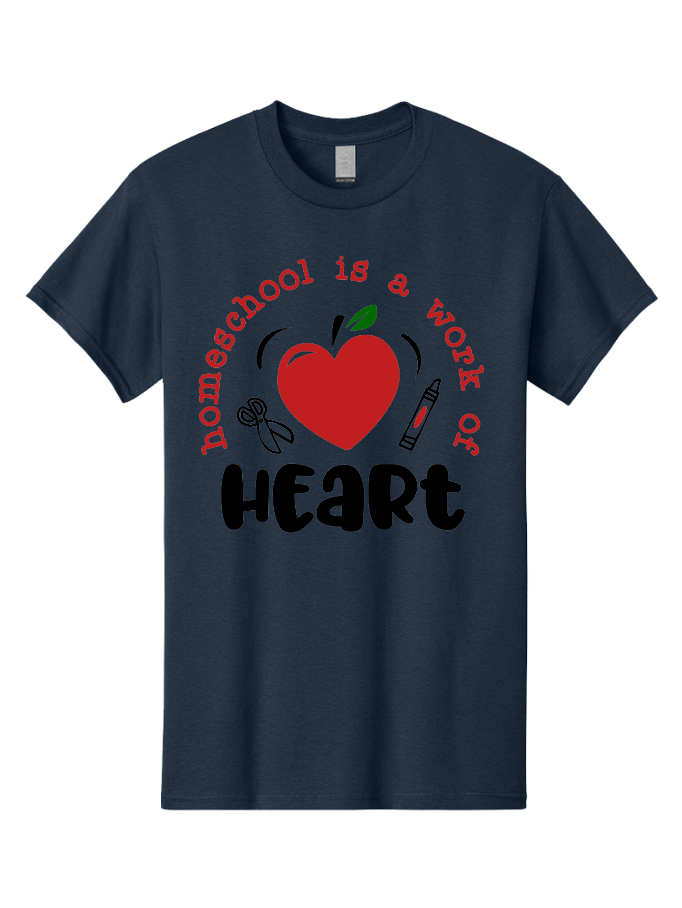 Homeschool-Is-A-Work-Of-Heart-2 Men'S Graphic Tee, 100% Cotton, Comfortable Casual Summer Wear, Machine Washable, Homeschooling, Heartwork, Education, Love, Apple, Crayon, Learning, Teaching, Homeschool Life, Art, Heart, Personalized Learning Aab347 11