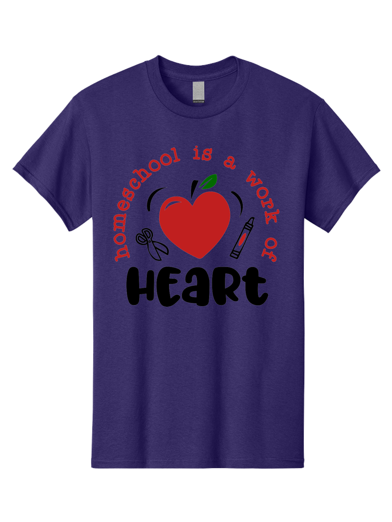 Homeschool-Is-A-Work-Of-Heart-2 Men'S Graphic Tee, 100% Cotton, Comfortable Casual Summer Wear, Machine Washable, Homeschooling, Heartwork, Education, Love, Apple, Crayon, Learning, Teaching, Homeschool Life, Art, Heart, Personalized Learning Aab347 15