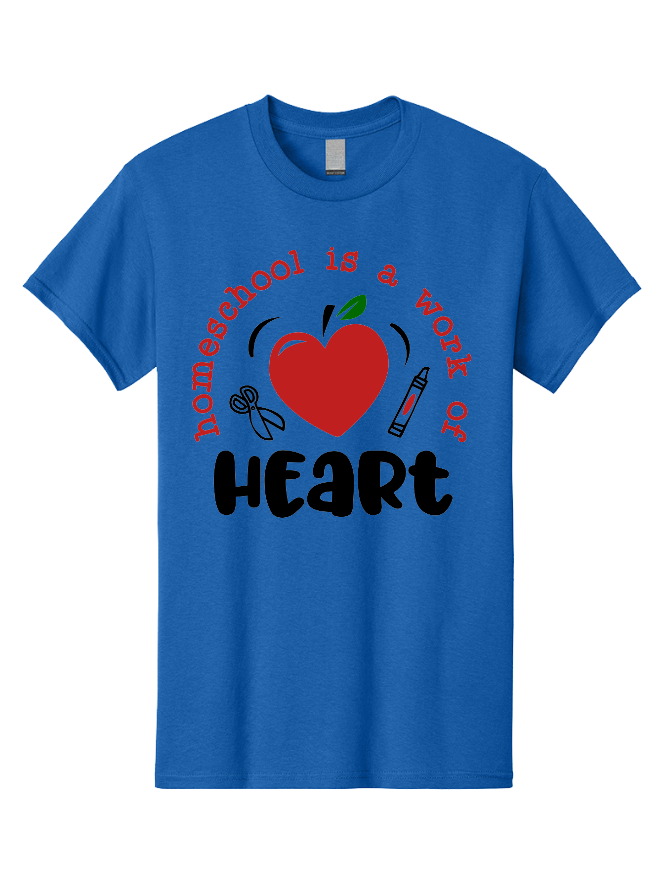 Homeschool-Is-A-Work-Of-Heart-2 Men'S Graphic Tee, 100% Cotton, Comfortable Casual Summer Wear, Machine Washable, Homeschooling, Heartwork, Education, Love, Apple, Crayon, Learning, Teaching, Homeschool Life, Art, Heart, Personalized Learning Aab347