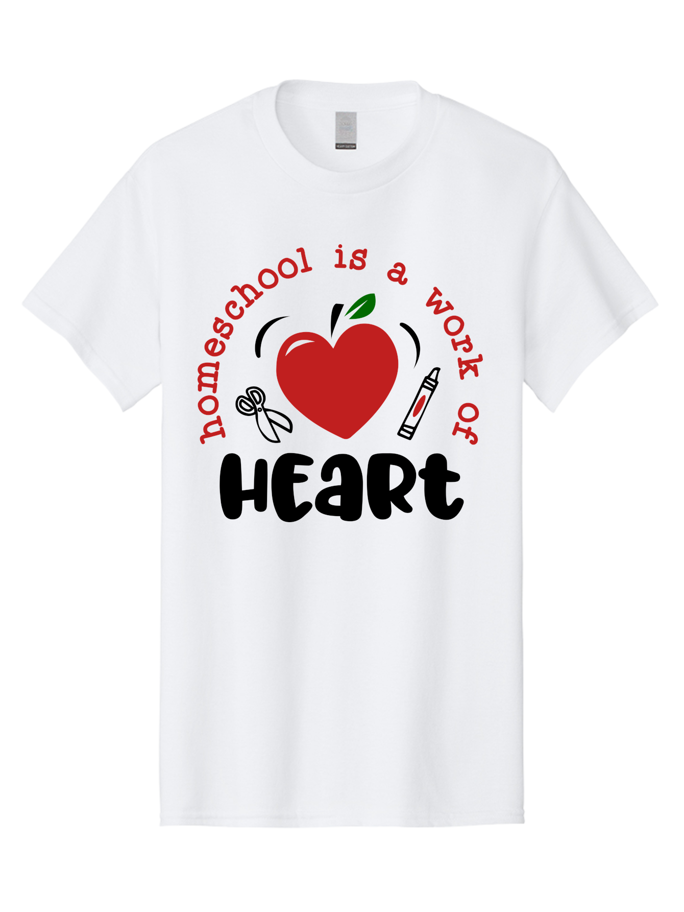 Homeschool-Is-A-Work-Of-Heart-2 Men'S Graphic Tee, 100% Cotton, Comfortable Casual Summer Wear, Machine Washable, Homeschooling, Heartwork, Education, Love, Apple, Crayon, Learning, Teaching, Homeschool Life, Art, Heart, Personalized Learning Aab347 17