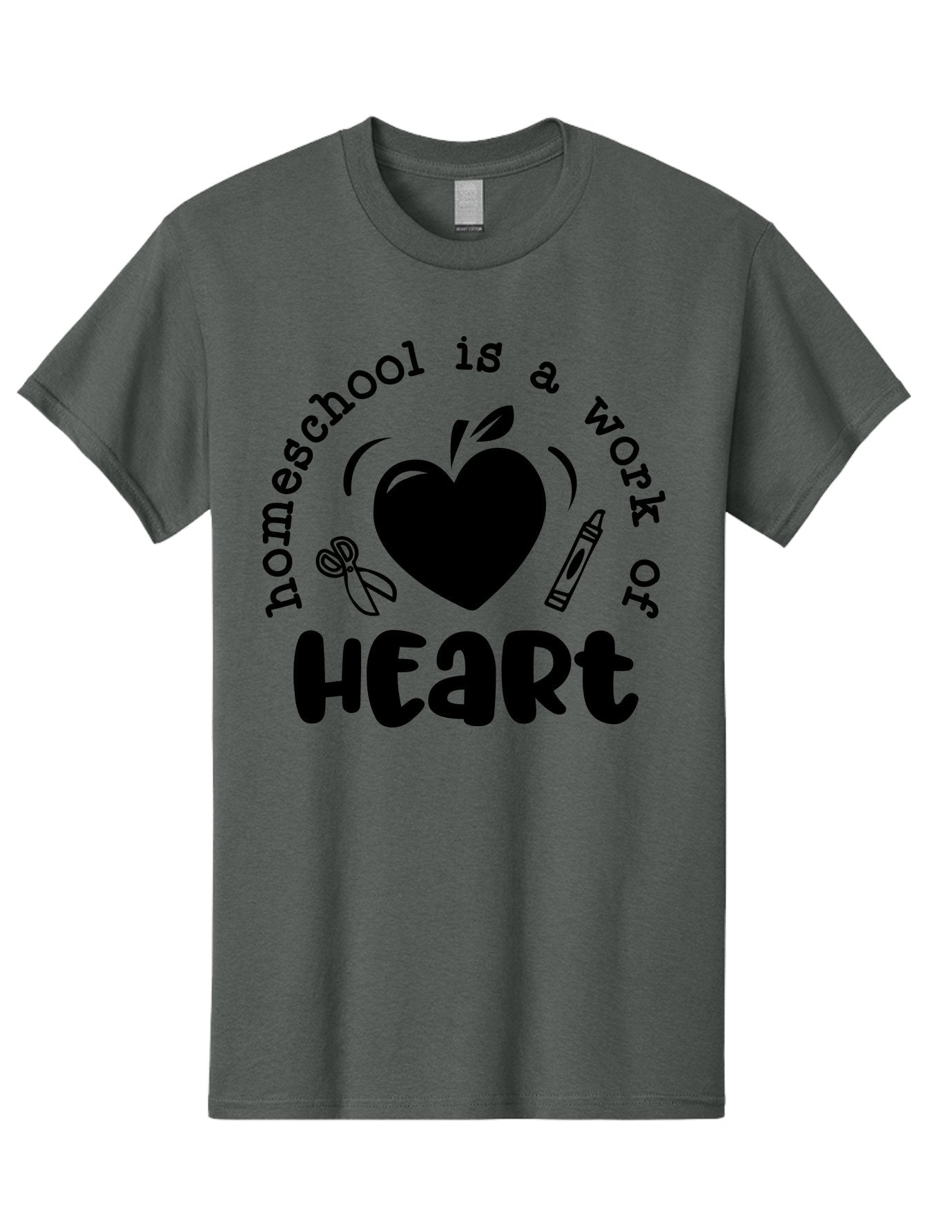 Homeschool-Is-A-Work-Of-Heart-3 Men'S Graphic Tee, 100% Cotton, Comfortable Casual Summer Wear, Machine Washable, Homeschooling, Home Education, Personalized Learning, Apple Symbol, Heart, Crayon, Creative Learning, Diy Education, Aab348 3