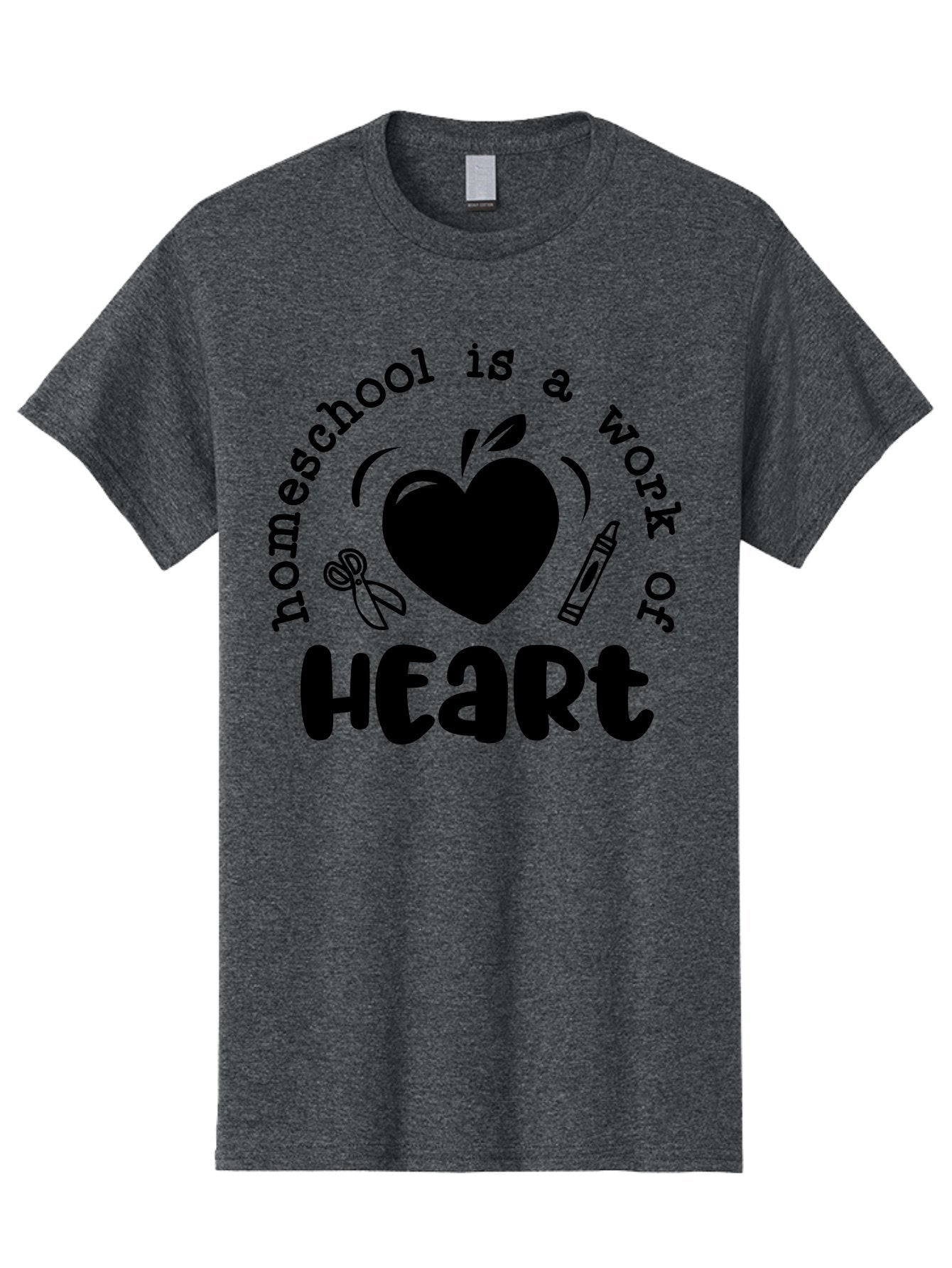 Homeschool-Is-A-Work-Of-Heart-3 Men'S Graphic Tee, 100% Cotton, Comfortable Casual Summer Wear, Machine Washable, Homeschooling, Home Education, Personalized Learning, Apple Symbol, Heart, Crayon, Creative Learning, Diy Education, Aab348 13