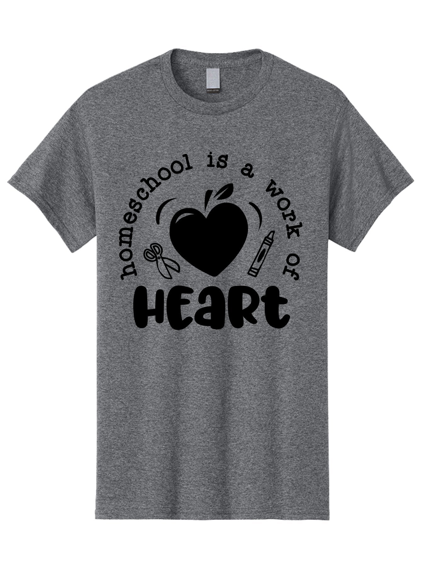 Homeschool-Is-A-Work-Of-Heart-3 Men'S Graphic Tee, 100% Cotton, Comfortable Casual Summer Wear, Machine Washable, Homeschooling, Home Education, Personalized Learning, Apple Symbol, Heart, Crayon, Creative Learning, Diy Education, Aab348 10