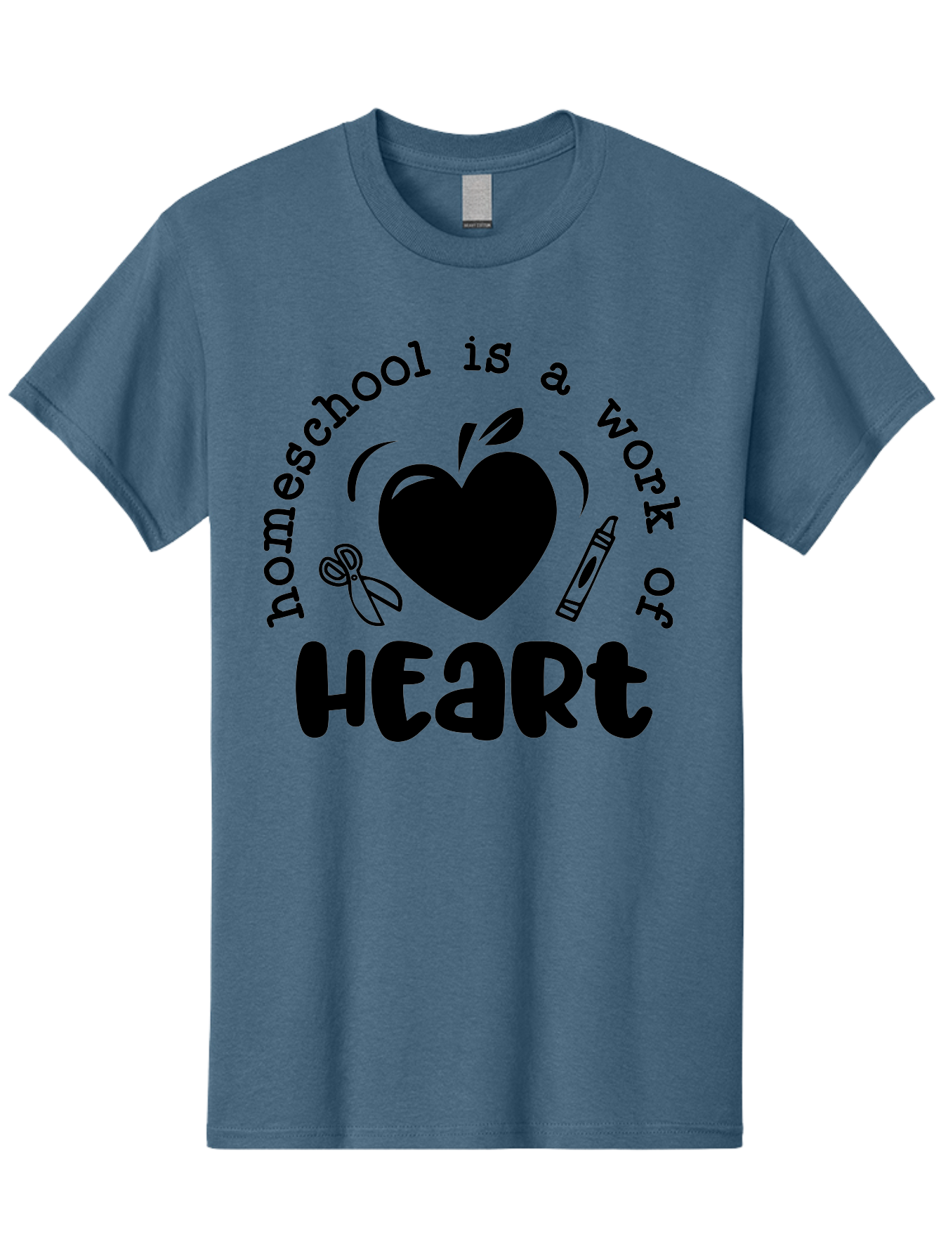 Homeschool-Is-A-Work-Of-Heart-3 Men'S Graphic Tee, 100% Cotton, Comfortable Casual Summer Wear, Machine Washable, Homeschooling, Home Education, Personalized Learning, Apple Symbol, Heart, Crayon, Creative Learning, Diy Education, Aab348