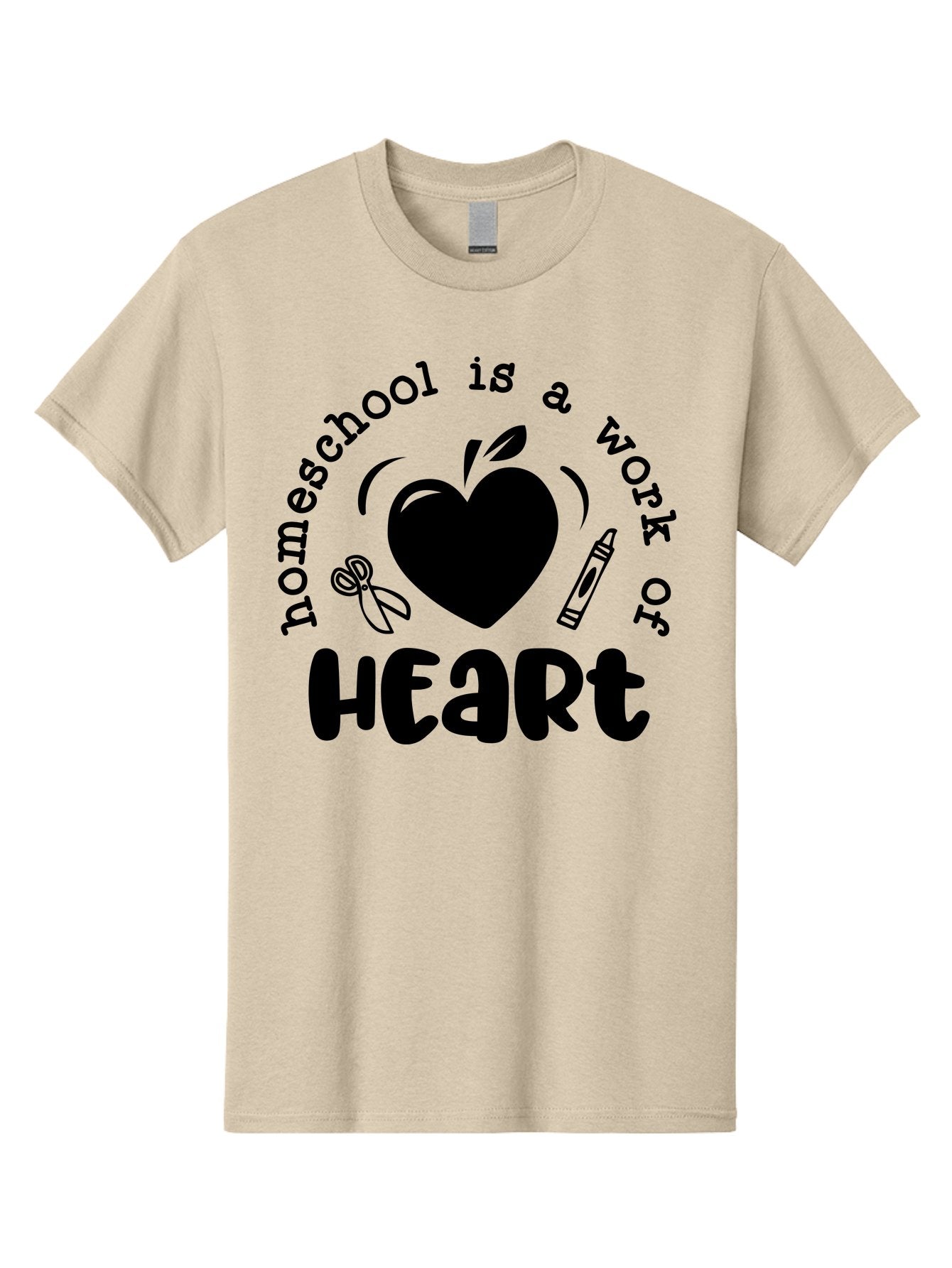 Homeschool-Is-A-Work-Of-Heart-3 Men'S Graphic Tee, 100% Cotton, Comfortable Casual Summer Wear, Machine Washable, Homeschooling, Home Education, Personalized Learning, Apple Symbol, Heart, Crayon, Creative Learning, Diy Education, Aab348 7
