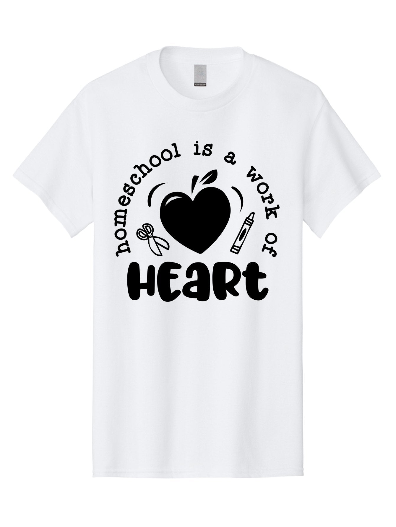Homeschool-Is-A-Work-Of-Heart-3 Men'S Graphic Tee, 100% Cotton, Comfortable Casual Summer Wear, Machine Washable, Homeschooling, Home Education, Personalized Learning, Apple Symbol, Heart, Crayon, Creative Learning, Diy Education, Aab348 8