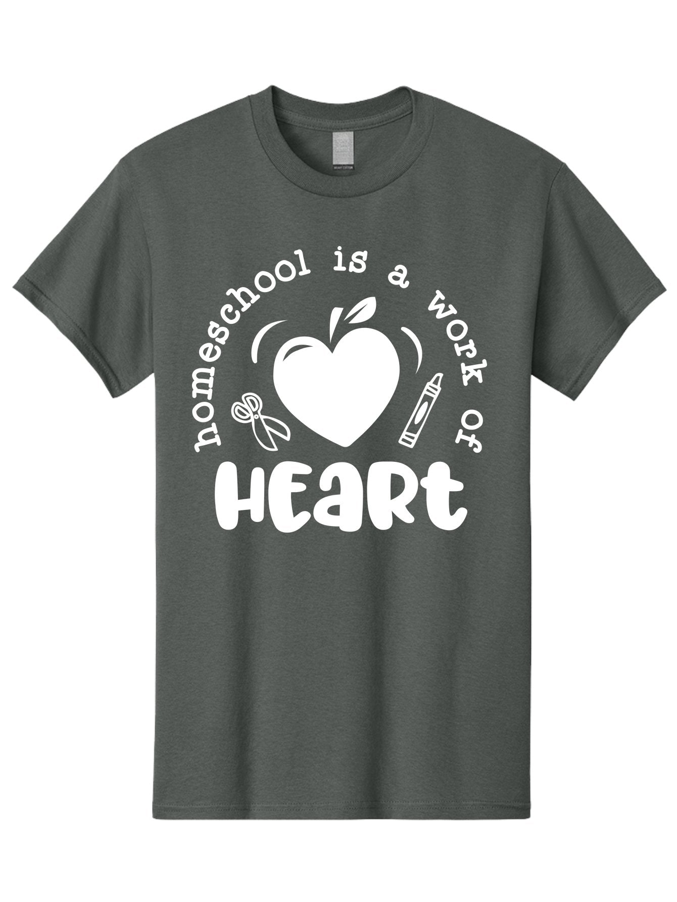 Homeschool-Is-A-Work-Of-Heart-4 Men'S Graphic Tee, 100% Cotton, Comfortable Casual Summer Wear, Machine Washable, Homeschooling Quote, Apple With Heart, Creative Education, Heartwarming Learning, Personalized Schooling, Aab349 3