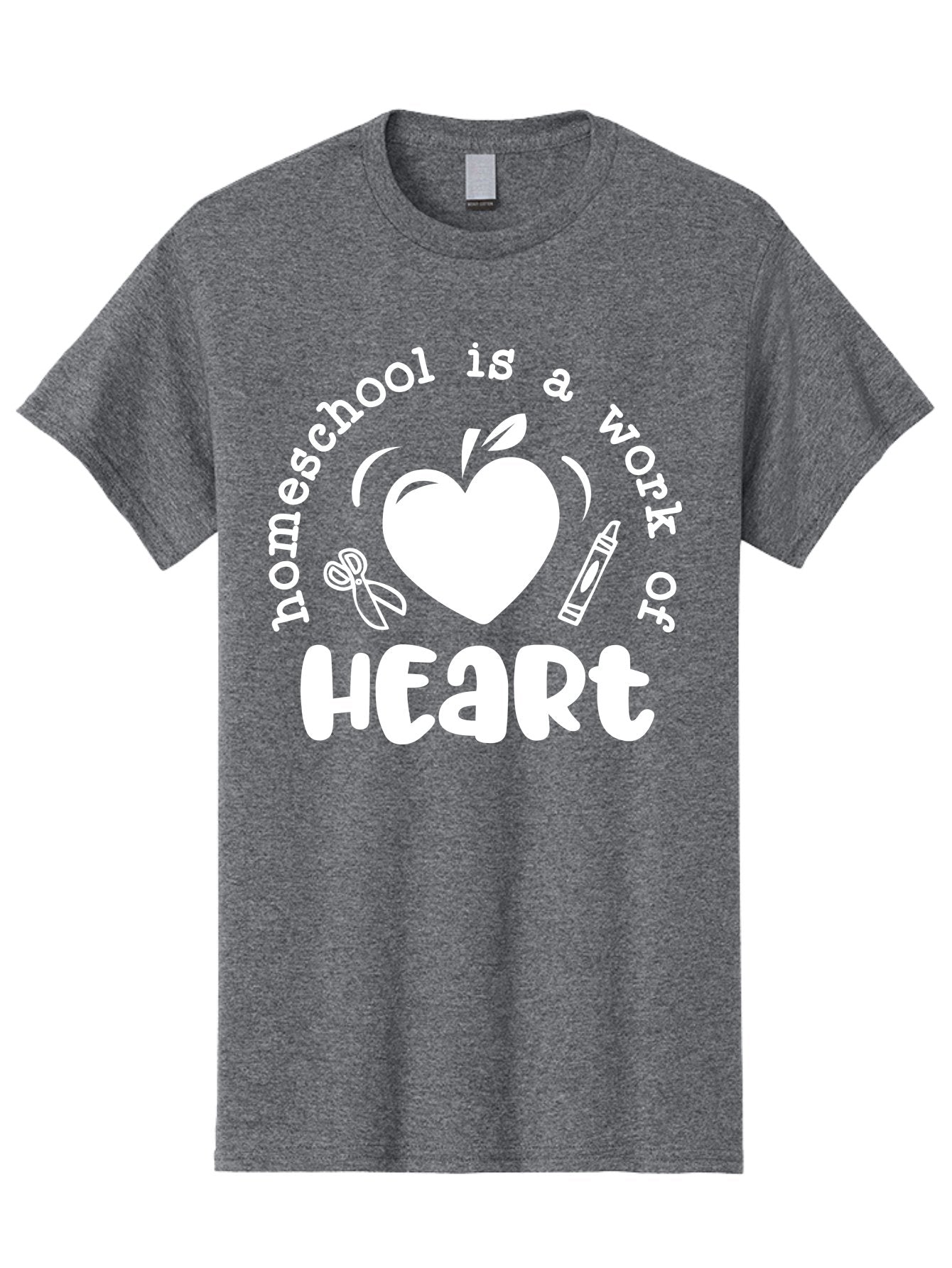 Homeschool-Is-A-Work-Of-Heart-4 Men'S Graphic Tee, 100% Cotton, Comfortable Casual Summer Wear, Machine Washable, Homeschooling Quote, Apple With Heart, Creative Education, Heartwarming Learning, Personalized Schooling, Aab349 9