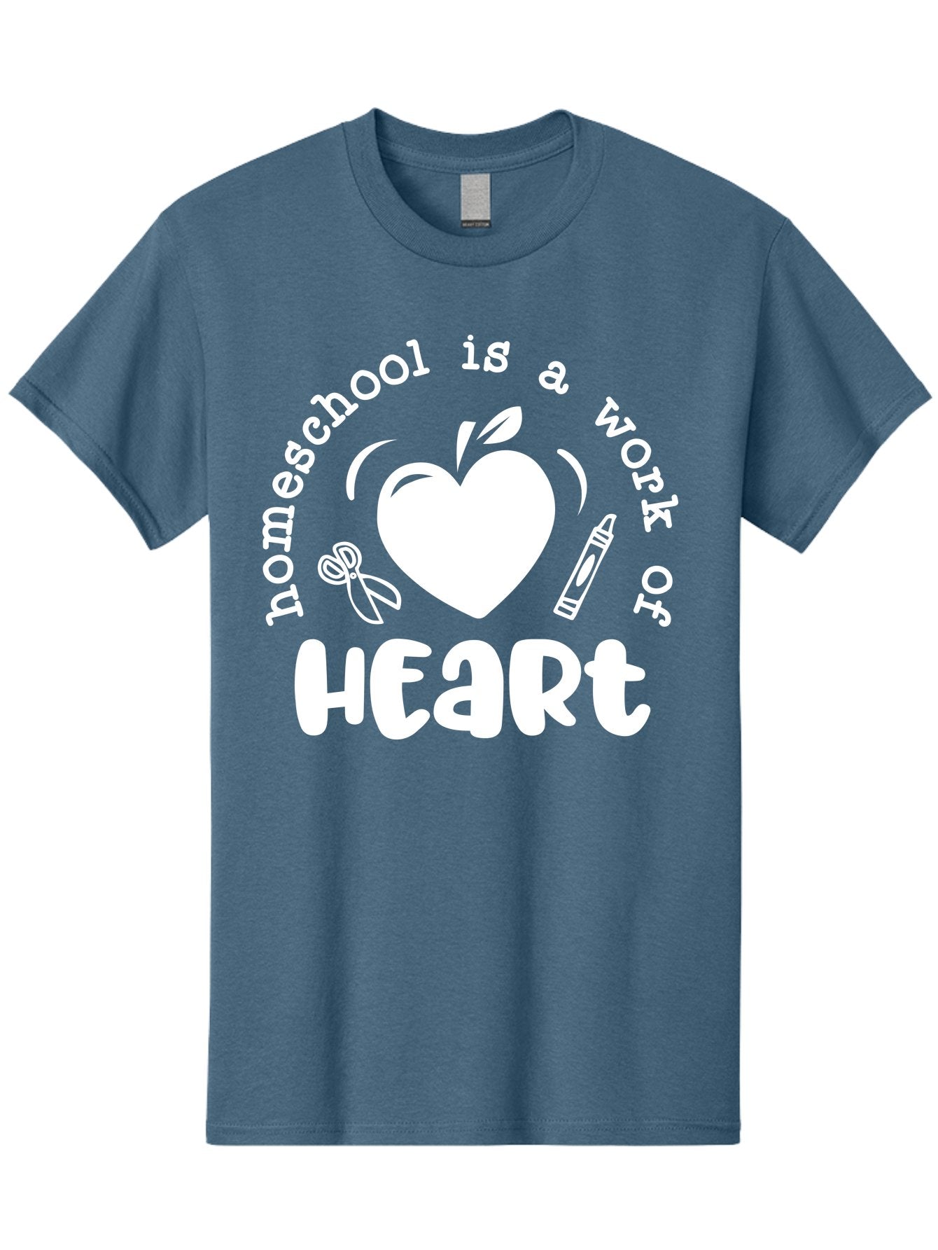 Homeschool-Is-A-Work-Of-Heart-4 Men'S Graphic Tee, 100% Cotton, Comfortable Casual Summer Wear, Machine Washable, Homeschooling Quote, Apple With Heart, Creative Education, Heartwarming Learning, Personalized Schooling, Aab349