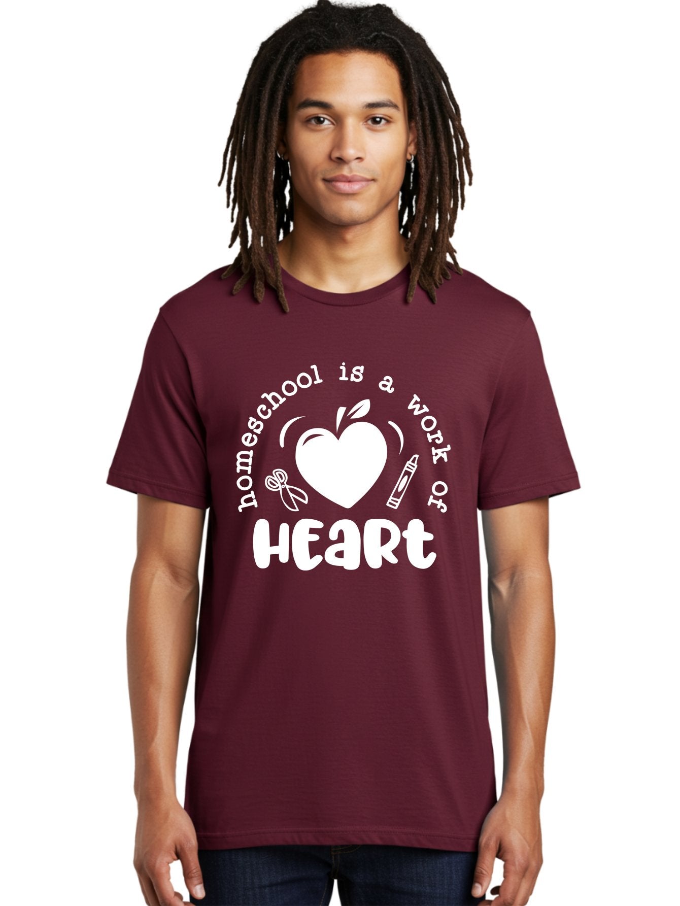 Homeschool-Is-A-Work-Of-Heart-4 Men'S Graphic Tee, 100% Cotton, Comfortable Casual Summer Wear, Machine Washable, Homeschooling Quote, Apple With Heart, Creative Education, Heartwarming Learning, Personalized Schooling, Aab349 16