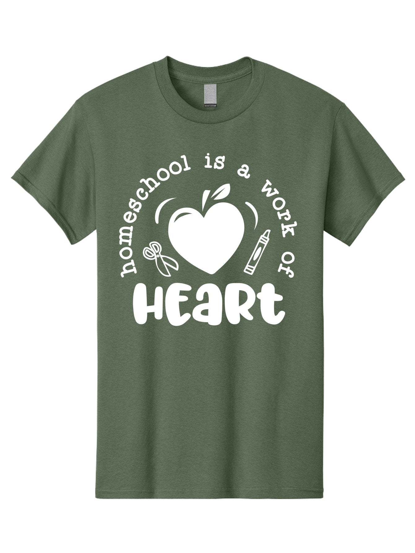 Homeschool-Is-A-Work-Of-Heart-4 Men'S Graphic Tee, 100% Cotton, Comfortable Casual Summer Wear, Machine Washable, Homeschooling Quote, Apple With Heart, Creative Education, Heartwarming Learning, Personalized Schooling, Aab349 4