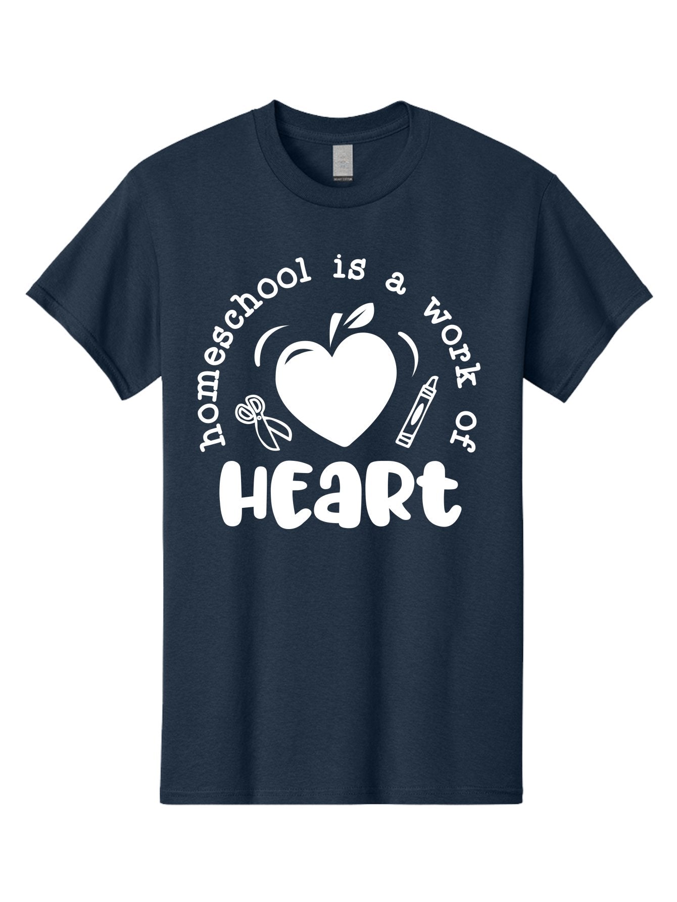 Homeschool-Is-A-Work-Of-Heart-4 Men'S Graphic Tee, 100% Cotton, Comfortable Casual Summer Wear, Machine Washable, Homeschooling Quote, Apple With Heart, Creative Education, Heartwarming Learning, Personalized Schooling, Aab349 8