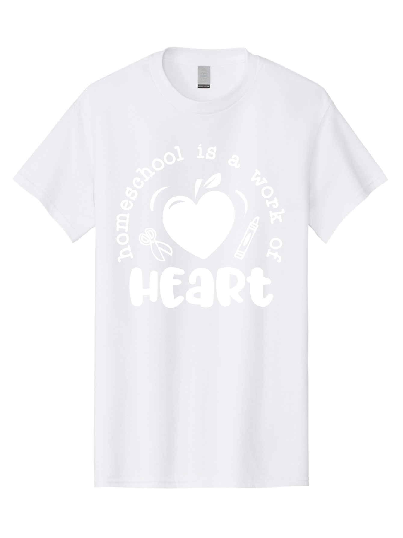 Homeschool-Is-A-Work-Of-Heart-4 Men'S Graphic Tee, 100% Cotton, Comfortable Casual Summer Wear, Machine Washable, Homeschooling Quote, Apple With Heart, Creative Education, Heartwarming Learning, Personalized Schooling, Aab349