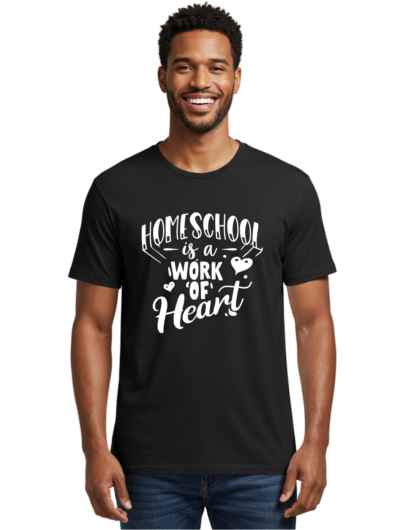 Homeschool-Is-A-Work-Of-Heart Men'S Graphic Tee, 100% Cotton, Comfortable Casual Summer Wear, Machine Washable, Homeschool, Work Of Heart, Education, Learning, Parenting, Homeschooling, Dedication, Love, Passion Aab350 30