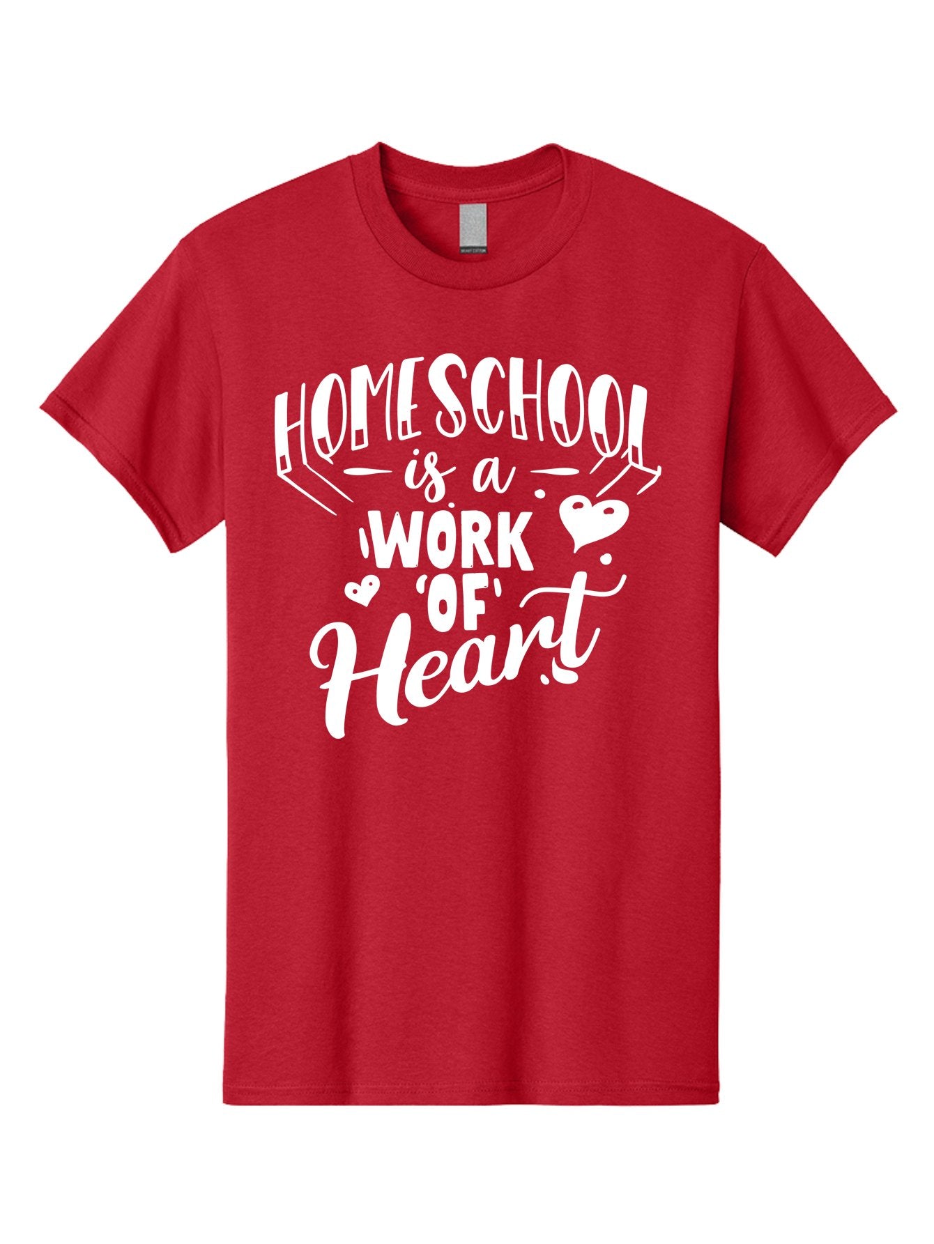 Homeschool-Is-A-Work-Of-Heart Men'S Graphic Tee, 100% Cotton, Comfortable Casual Summer Wear, Machine Washable, Homeschool, Work Of Heart, Education, Learning, Parenting, Homeschooling, Dedication, Love, Passion Aab350