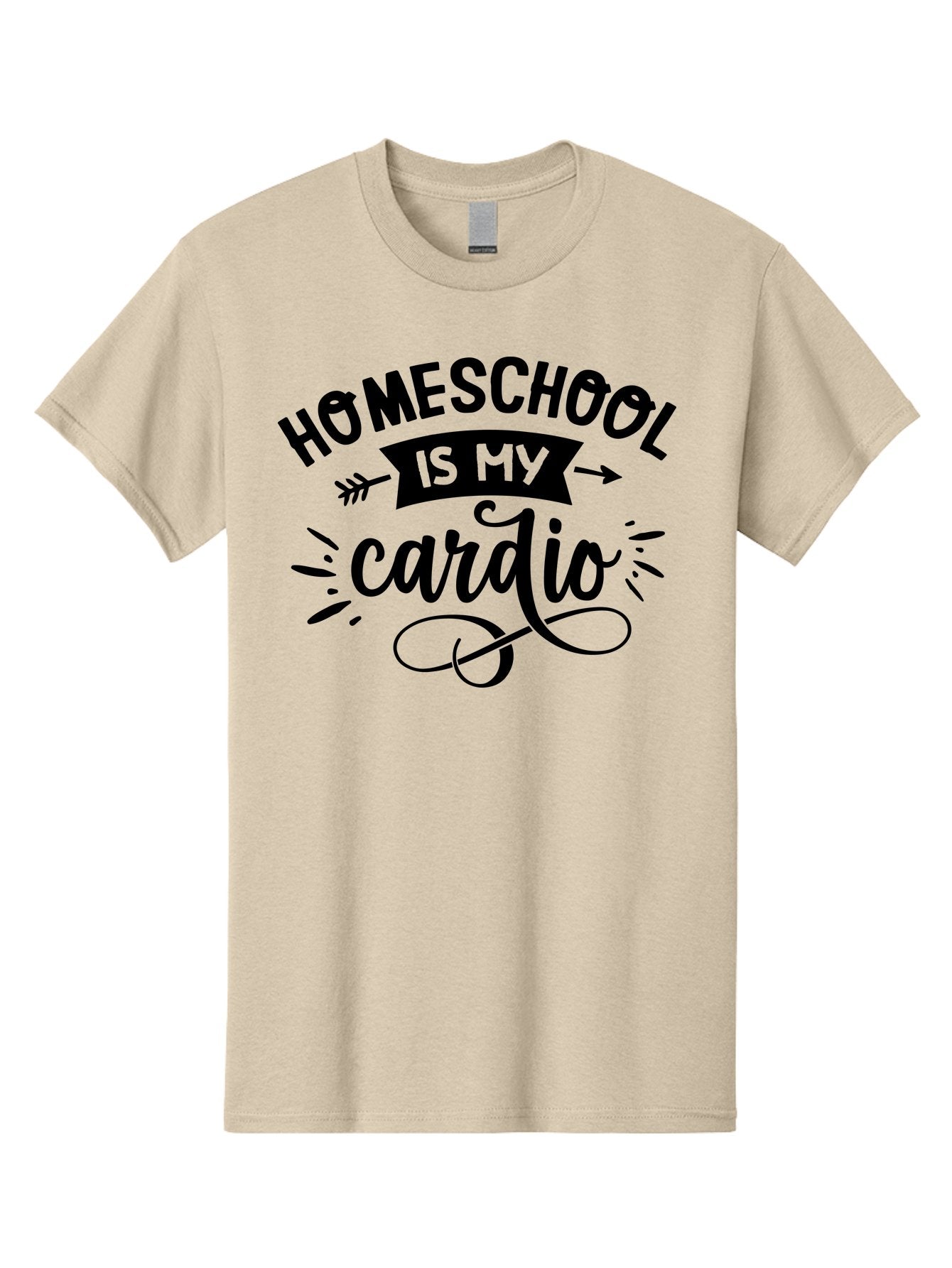 Homeschool-Is-My-Cardio-1 Men'S Graphic Tee, 100% Cotton, Comfortable Casual Summer Wear, Machine Washable, Homeschool, Cardio Workout, Motivational Quote, Fitness Inspiration, Humorous Saying, Parenting Humor, Educational Quotes Aab351