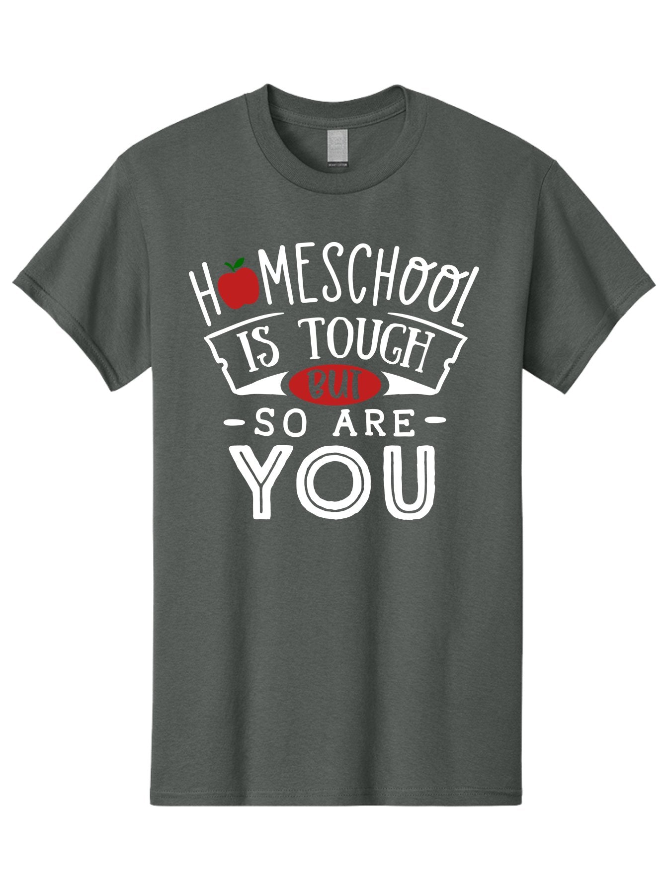 Homeschool-Is-Tough-But-So-Are-You-2 Men'S Graphic Tee, 100% Cotton, Comfortable Casual Summer Wear, Machine Washable, Homeschool, Motivational Quote, Inspirational Message, Apple Symbol, Education, Perseverance, Resilience, Empowerment Aab354 3