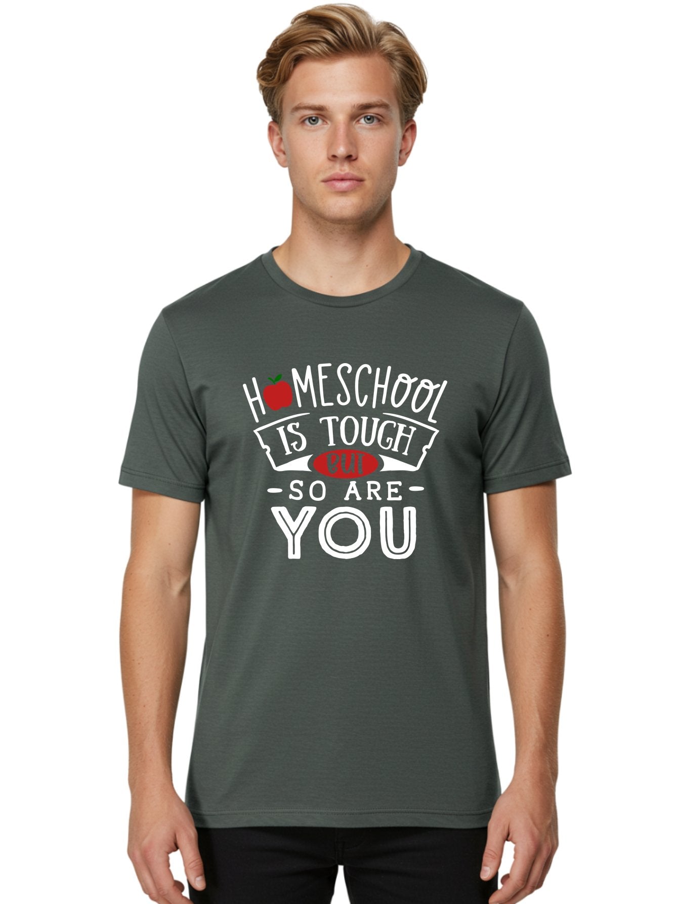 Homeschool-Is-Tough-But-So-Are-You-2 Men'S Graphic Tee, 100% Cotton, Comfortable Casual Summer Wear, Machine Washable, Homeschool, Motivational Quote, Inspirational Message, Apple Symbol, Education, Perseverance, Resilience, Empowerment Aab354 22