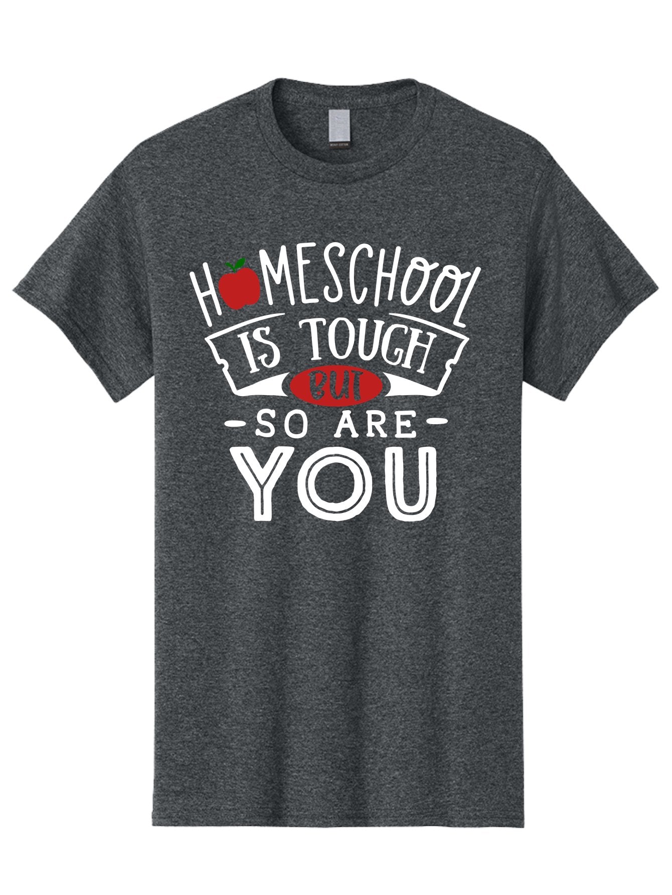 Homeschool-Is-Tough-But-So-Are-You-2 Men'S Graphic Tee, 100% Cotton, Comfortable Casual Summer Wear, Machine Washable, Homeschool, Motivational Quote, Inspirational Message, Apple Symbol, Education, Perseverance, Resilience, Empowerment Aab354