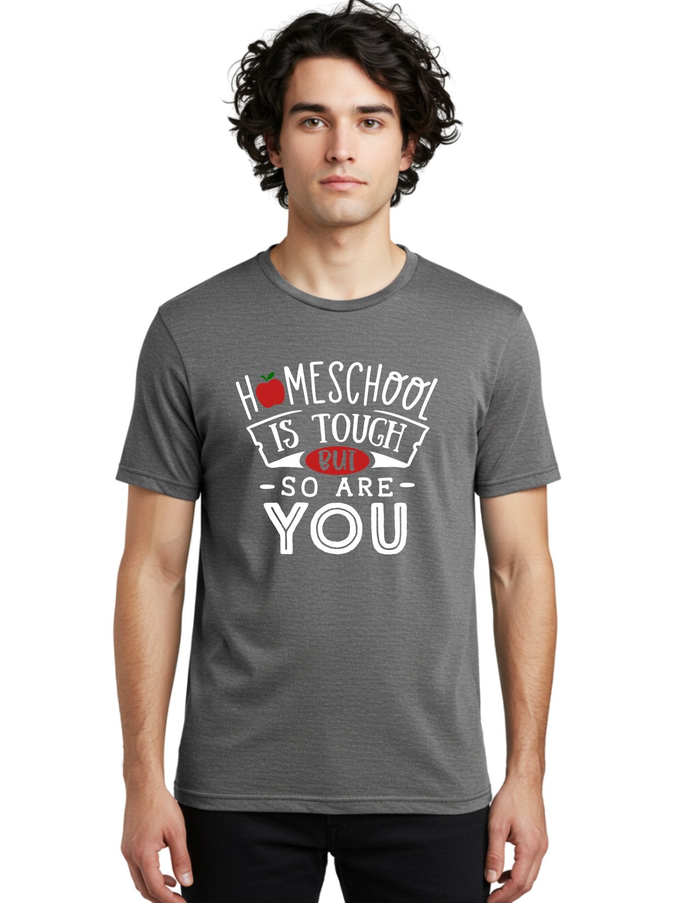 Homeschool-Is-Tough-But-So-Are-You-2 Men'S Graphic Tee, 100% Cotton, Comfortable Casual Summer Wear, Machine Washable, Homeschool, Motivational Quote, Inspirational Message, Apple Symbol, Education, Perseverance, Resilience, Empowerment Aab354 16