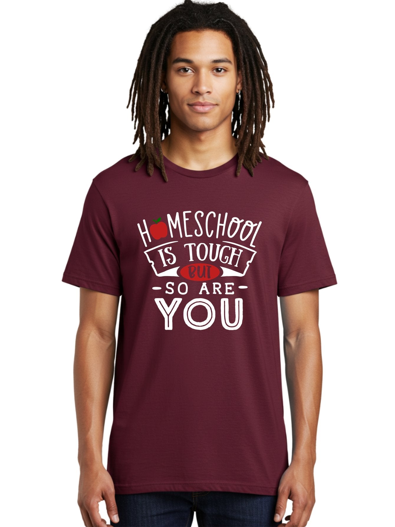 Homeschool-Is-Tough-But-So-Are-You-2 Men'S Graphic Tee, 100% Cotton, Comfortable Casual Summer Wear, Machine Washable, Homeschool, Motivational Quote, Inspirational Message, Apple Symbol, Education, Perseverance, Resilience, Empowerment Aab354 24