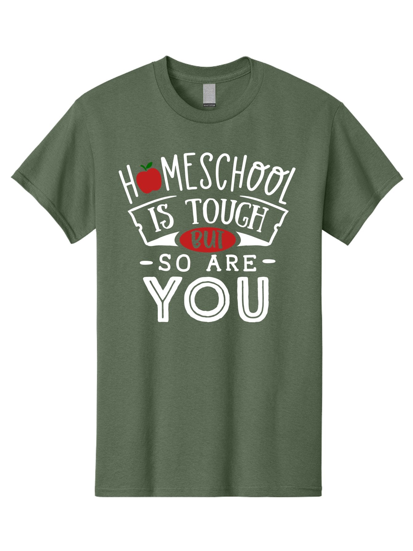 Homeschool-Is-Tough-But-So-Are-You-2 Men'S Graphic Tee, 100% Cotton, Comfortable Casual Summer Wear, Machine Washable, Homeschool, Motivational Quote, Inspirational Message, Apple Symbol, Education, Perseverance, Resilience, Empowerment Aab354