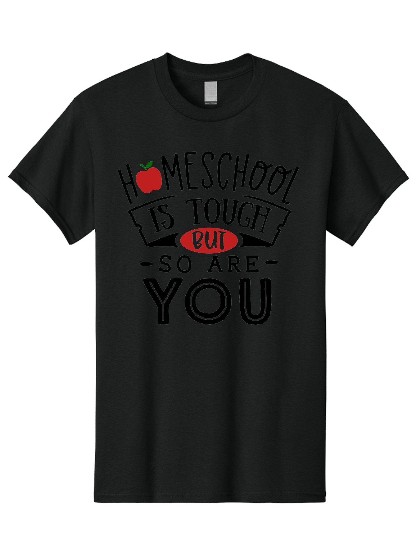 Homeschool-Is-Tough-But-So-Are-You-3 Men'S Graphic Tee, 100% Cotton, Comfortable Casual Summer Wear, Machine Washable, Homeschool, Motivational Quote, Inspirational Saying, Education, Learning, Teaching, Encouragement, Positivity, Apple Symbol Aab355