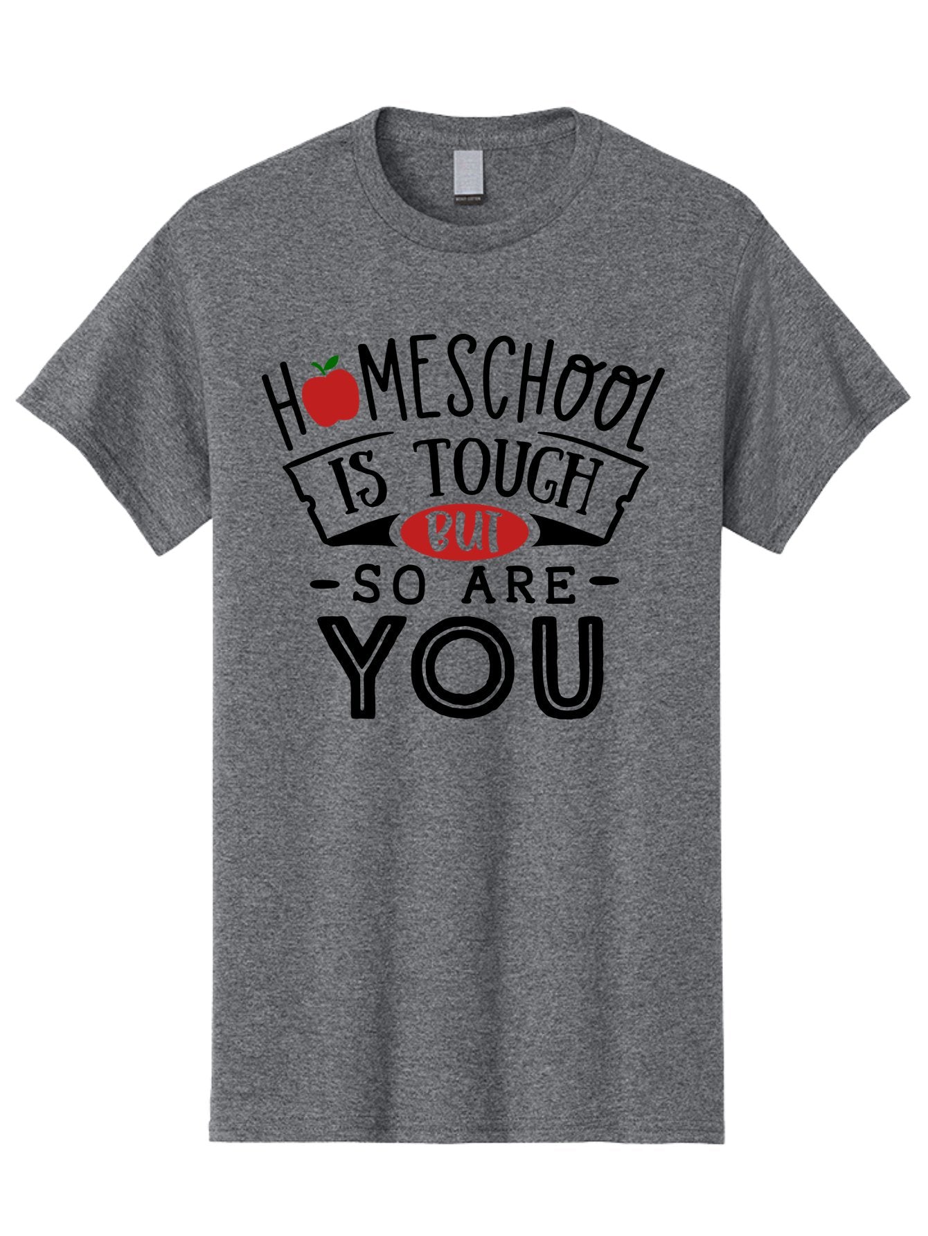 Homeschool-Is-Tough-But-So-Are-You-3 Men'S Graphic Tee, 100% Cotton, Comfortable Casual Summer Wear, Machine Washable, Homeschool, Motivational Quote, Inspirational Saying, Education, Learning, Teaching, Encouragement, Positivity, Apple Symbol Aab355 6