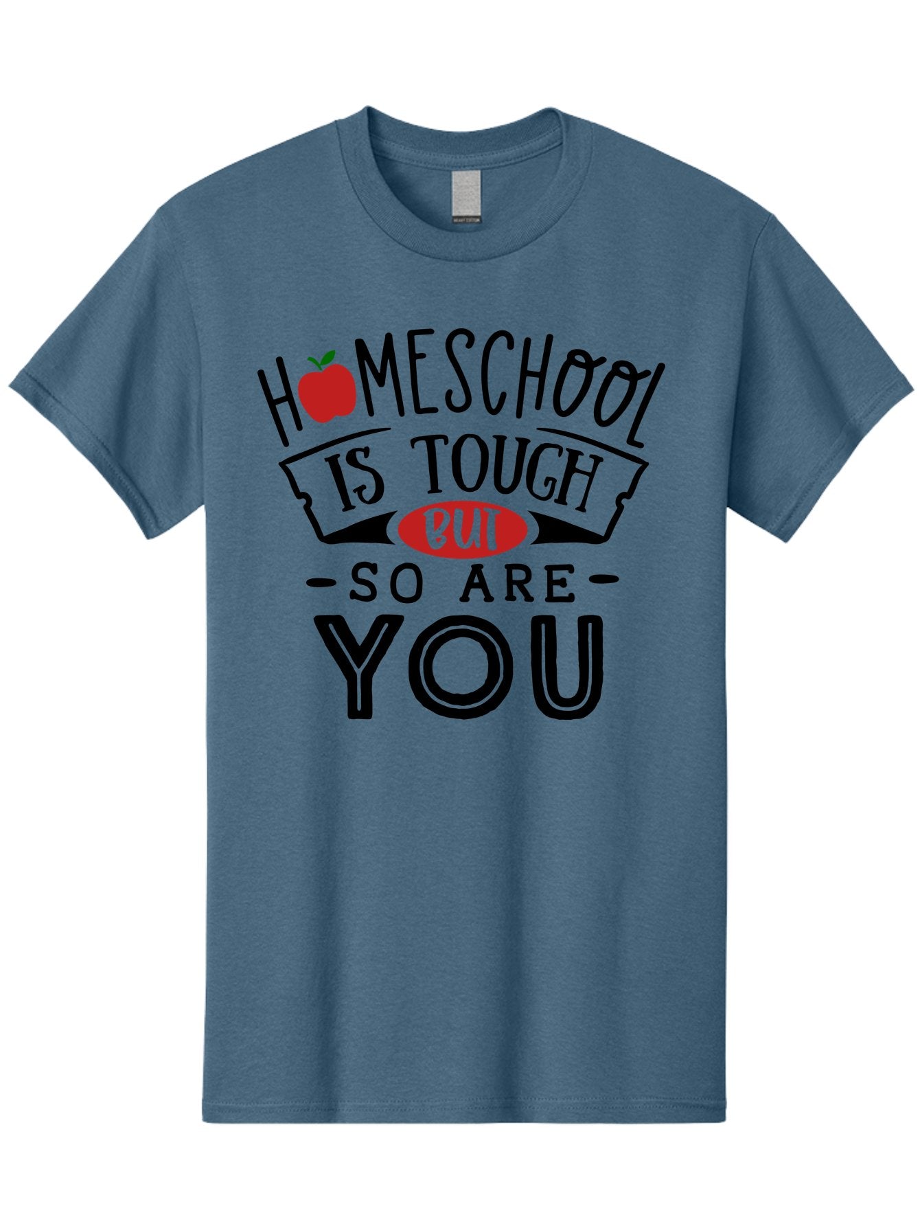 Homeschool-Is-Tough-But-So-Are-You-3 Men'S Graphic Tee, 100% Cotton, Comfortable Casual Summer Wear, Machine Washable, Homeschool, Motivational Quote, Inspirational Saying, Education, Learning, Teaching, Encouragement, Positivity, Apple Symbol Aab355