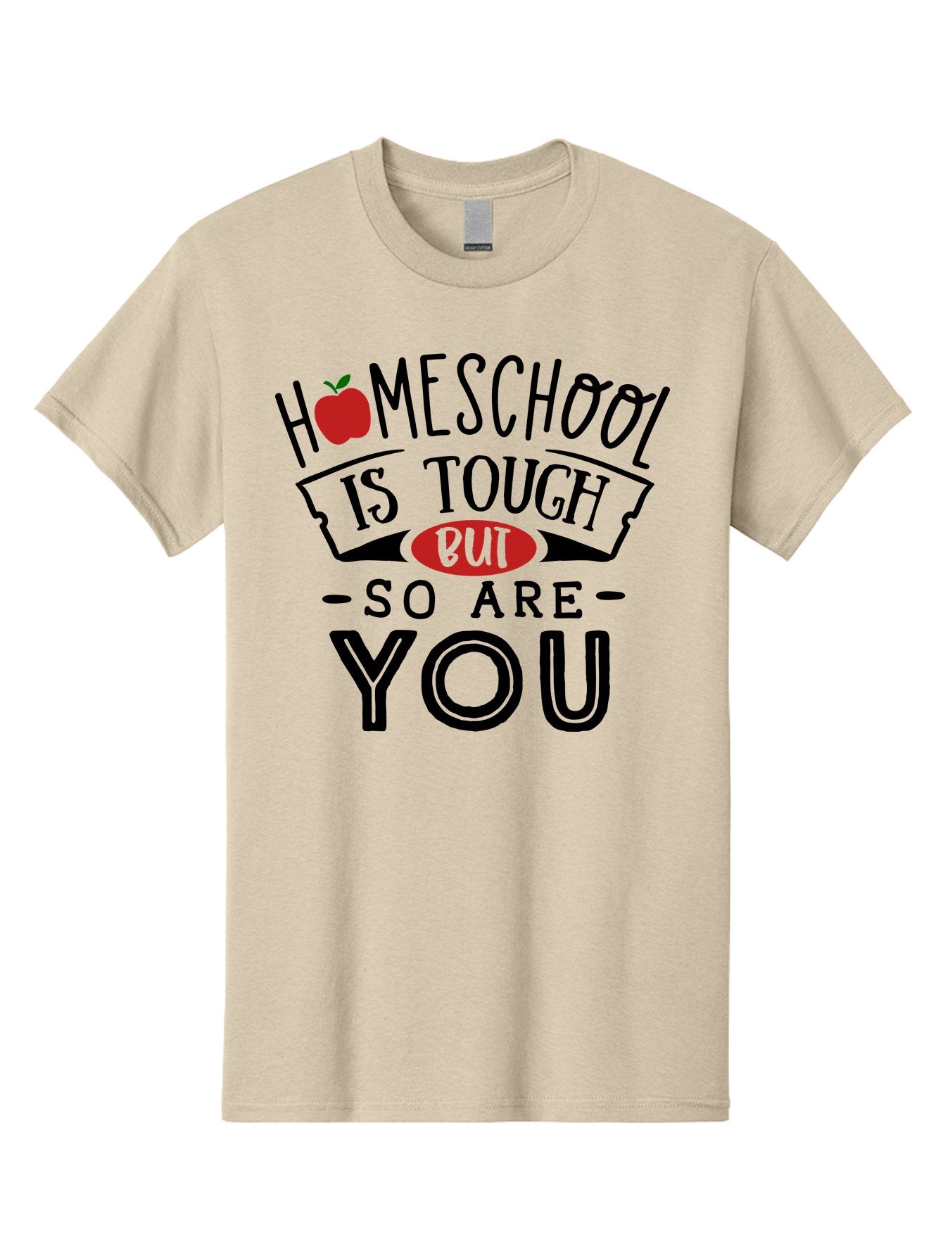 Homeschool-Is-Tough-But-So-Are-You-3 Men'S Graphic Tee, 100% Cotton, Comfortable Casual Summer Wear, Machine Washable, Homeschool, Motivational Quote, Inspirational Saying, Education, Learning, Teaching, Encouragement, Positivity, Apple Symbol Aab355