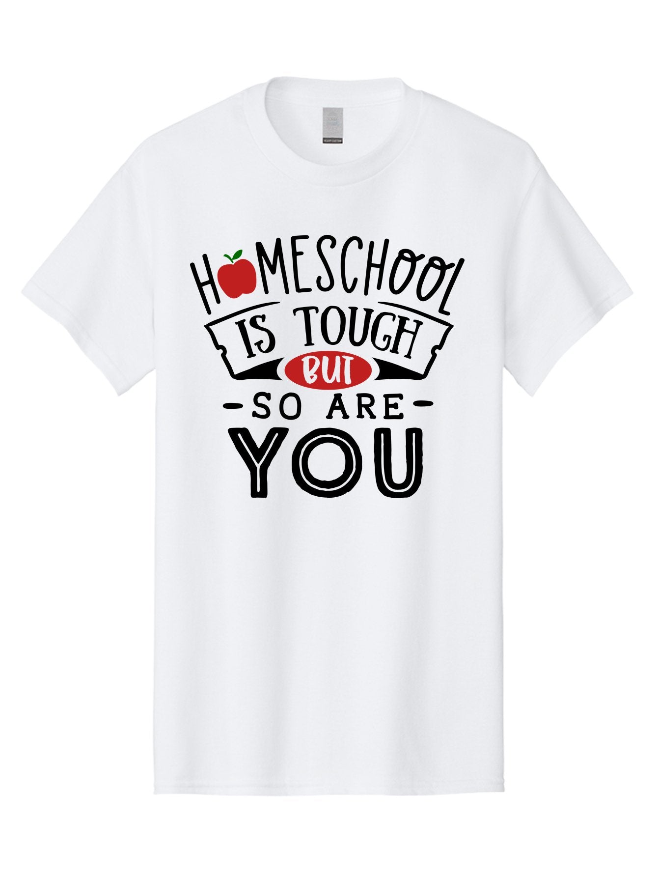 Homeschool-Is-Tough-But-So-Are-You-3 Men'S Graphic Tee, 100% Cotton, Comfortable Casual Summer Wear, Machine Washable, Homeschool, Motivational Quote, Inspirational Saying, Education, Learning, Teaching, Encouragement, Positivity, Apple Symbol Aab355 5