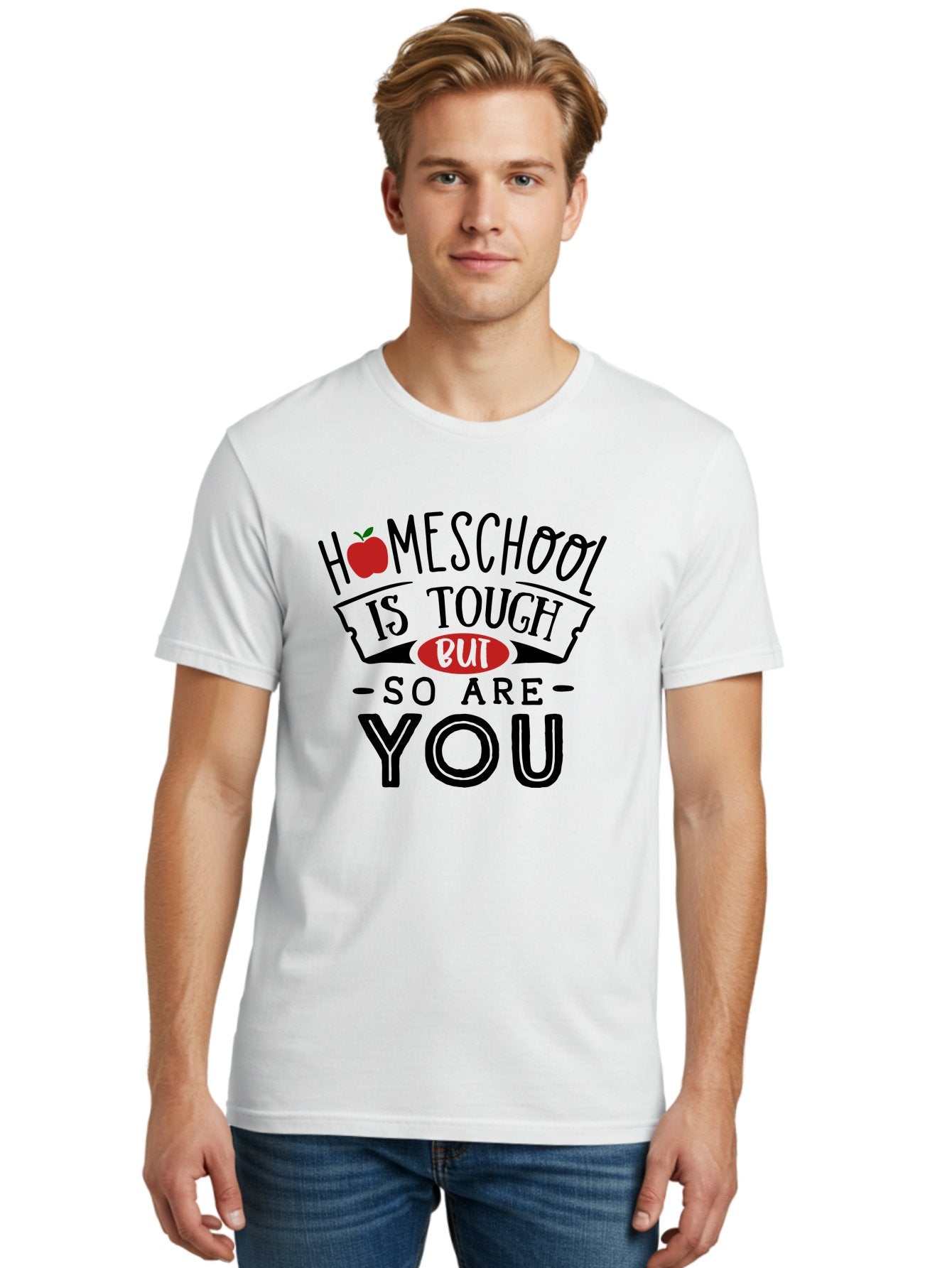 Homeschool-Is-Tough-But-So-Are-You-3 Men'S Graphic Tee, 100% Cotton, Comfortable Casual Summer Wear, Machine Washable, Homeschool, Motivational Quote, Inspirational Saying, Education, Learning, Teaching, Encouragement, Positivity, Apple Symbol Aab355 23