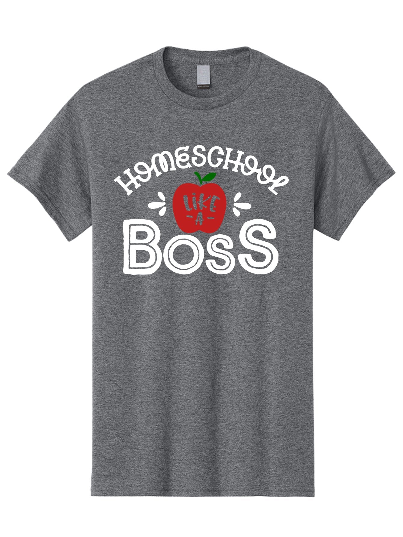 Homeschool-Like-A-Boss-1 Men'S Graphic Tee, 100% Cotton, Comfortable Casual Summer Wear, Machine Washable, Homeschool, Boss, Like A Boss, Apple, Teaching, Education, Homeschooling, Learning, Leadership, Empowerment, Motivational Quote, Aab358