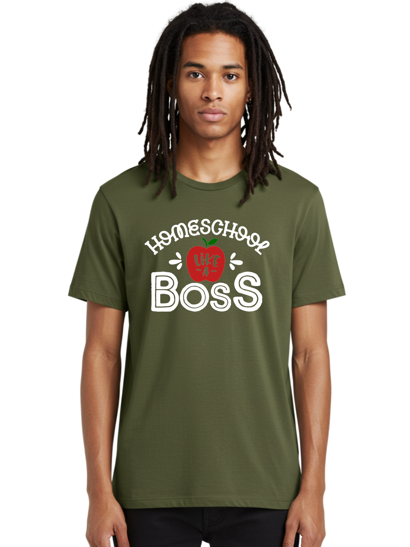 Homeschool-Like-A-Boss-1 Men'S Graphic Tee, 100% Cotton, Comfortable Casual Summer Wear, Machine Washable, Homeschool, Boss, Like A Boss, Apple, Teaching, Education, Homeschooling, Learning, Leadership, Empowerment, Motivational Quote, Aab358 8