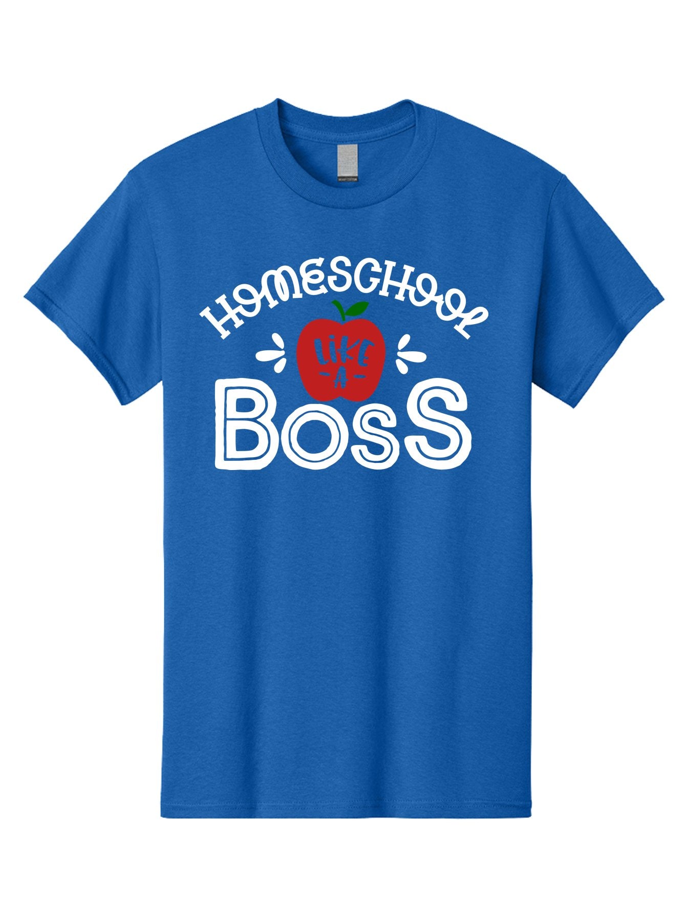 Homeschool-Like-A-Boss-1 Men'S Graphic Tee, 100% Cotton, Comfortable Casual Summer Wear, Machine Washable, Homeschool, Boss, Like A Boss, Apple, Teaching, Education, Homeschooling, Learning, Leadership, Empowerment, Motivational Quote, Aab358