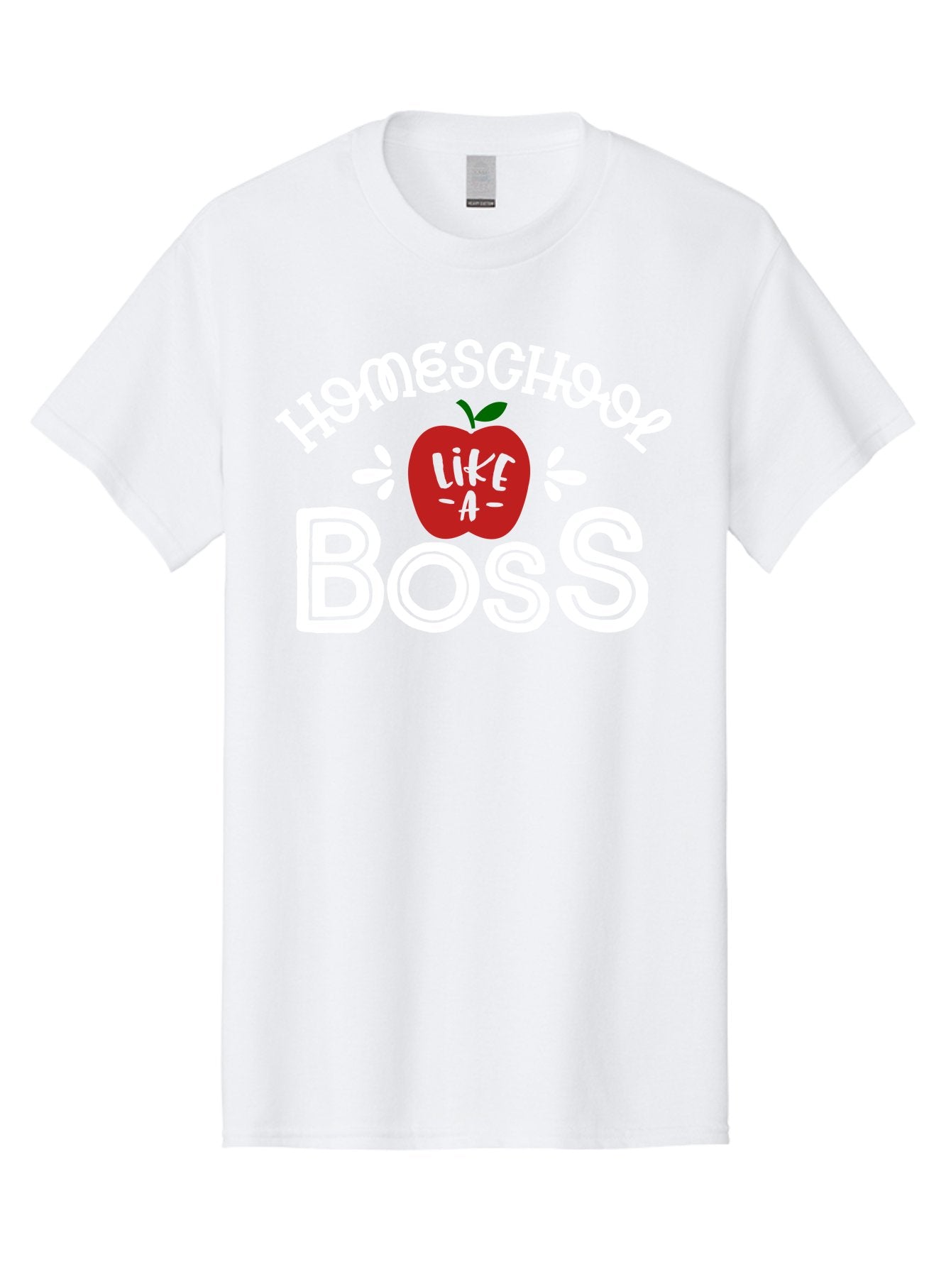 Homeschool-Like-A-Boss-1 Men'S Graphic Tee, 100% Cotton, Comfortable Casual Summer Wear, Machine Washable, Homeschool, Boss, Like A Boss, Apple, Teaching, Education, Homeschooling, Learning, Leadership, Empowerment, Motivational Quote, Aab358 14